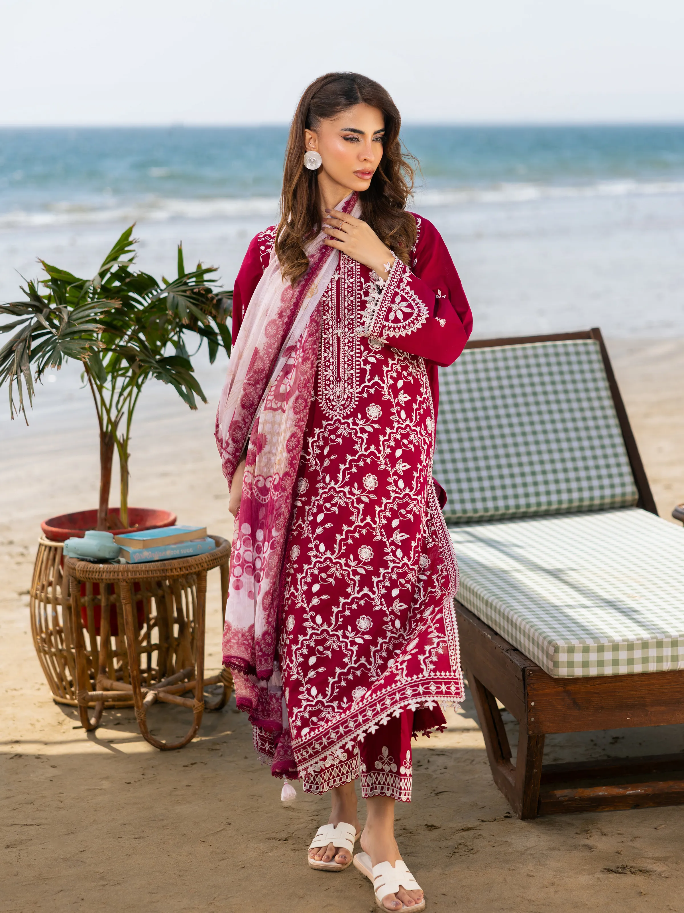 Unstitched Embroidered Cambric Suit - EWU6V2-33452-3P - Image 6