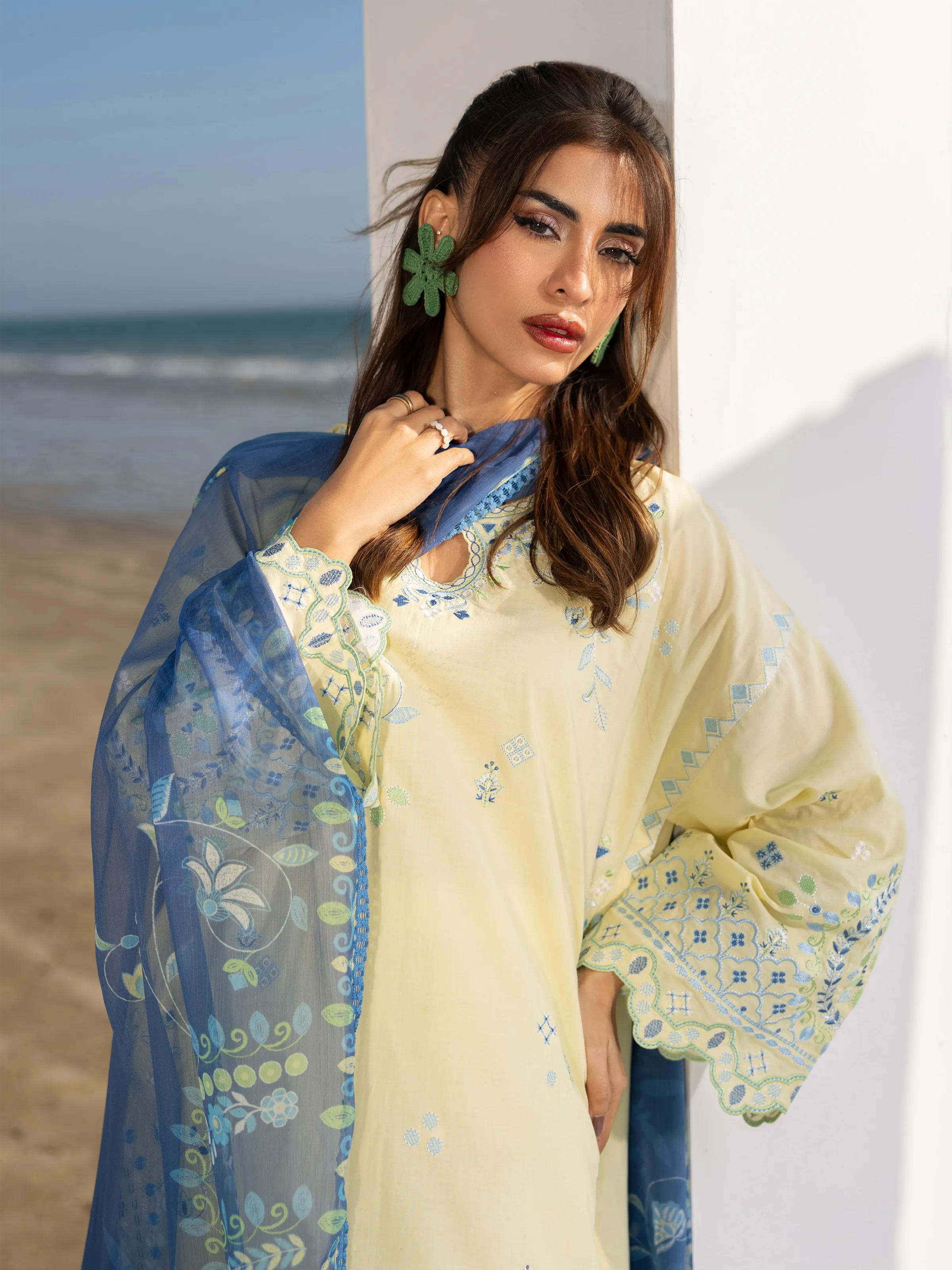 Unstitched Embroidered Cambric Suit - EWU6V2-33453-3P - Image 2