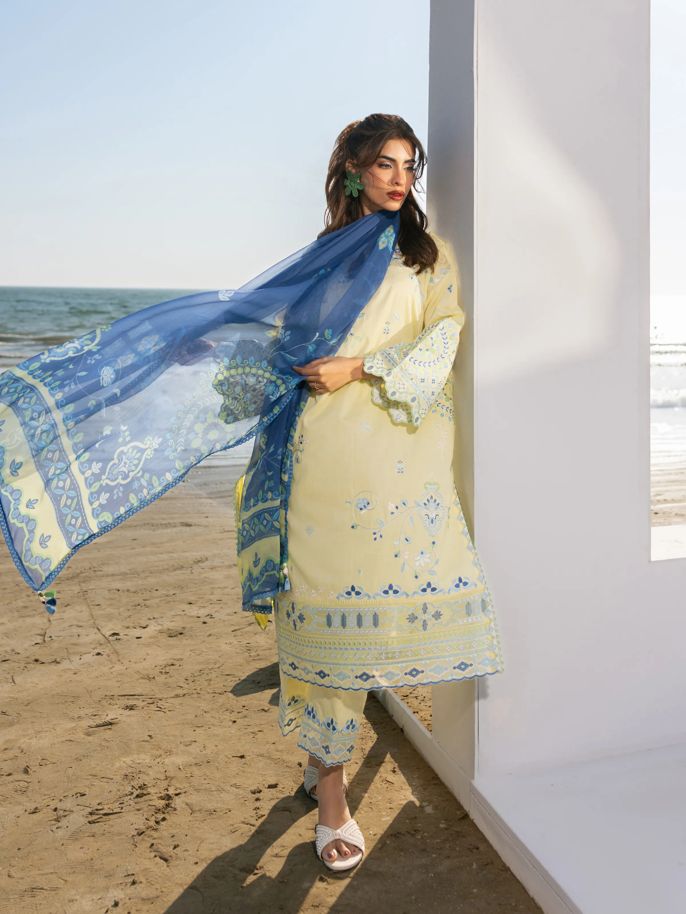 Unstitched Embroidered Cambric Suit - EWU6V2-33453-3P - Image 3