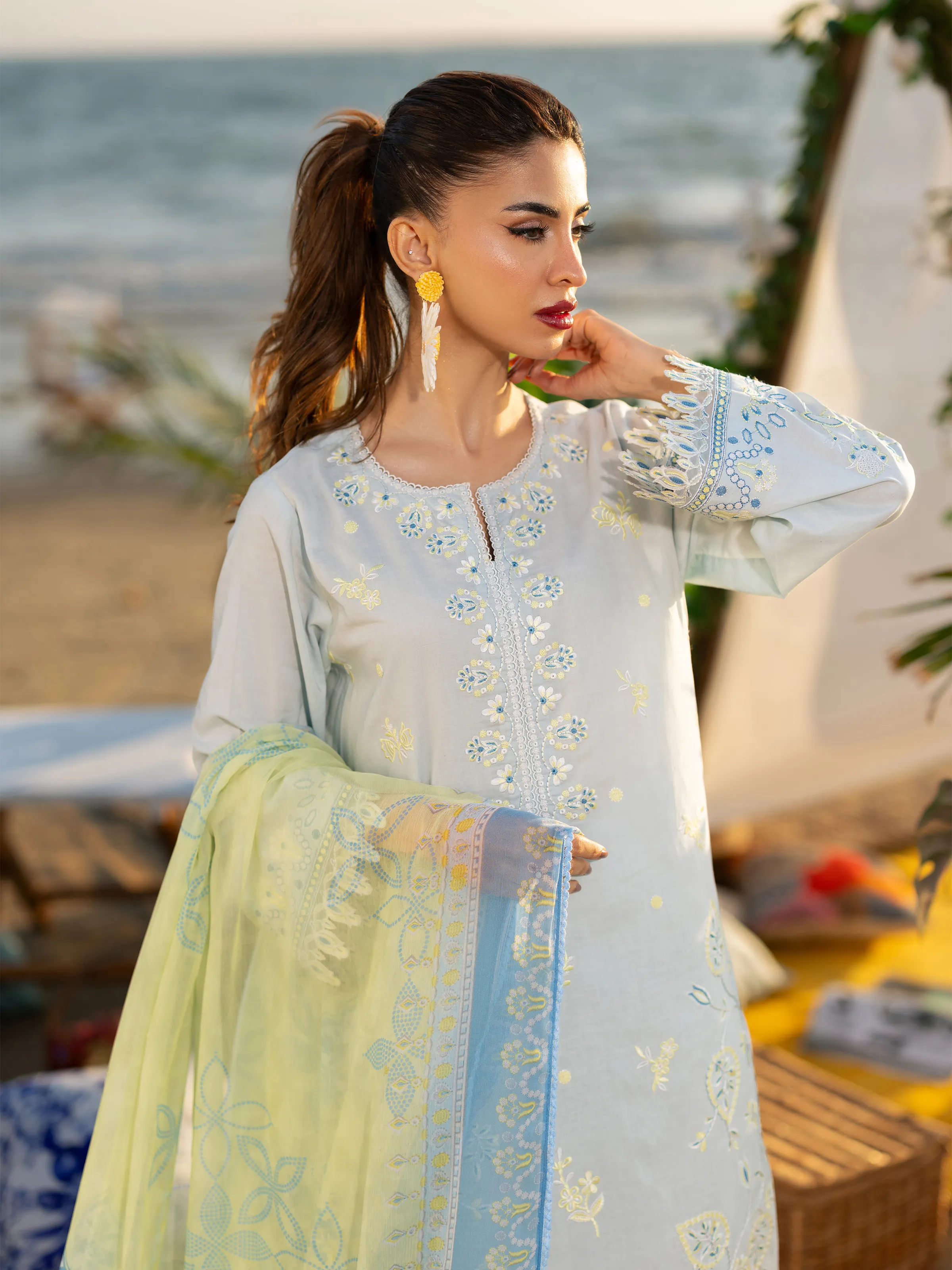 Unstitched Embroidered Cambric Suit - EWU6V2-33454-3P - Image 2