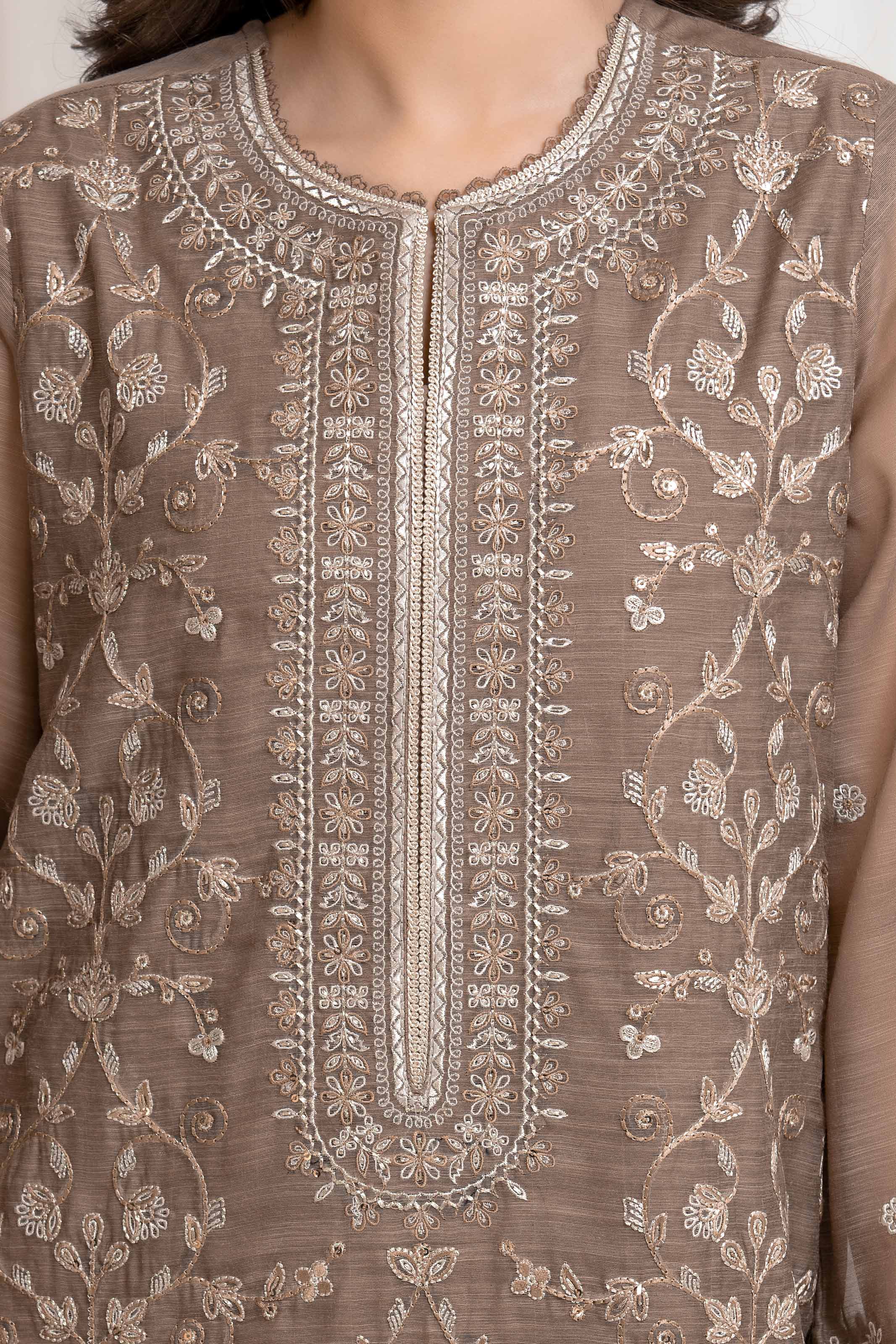 Unstitched Embroidered Chanderi Suit - EWU6V6-30075-3P - Image 3