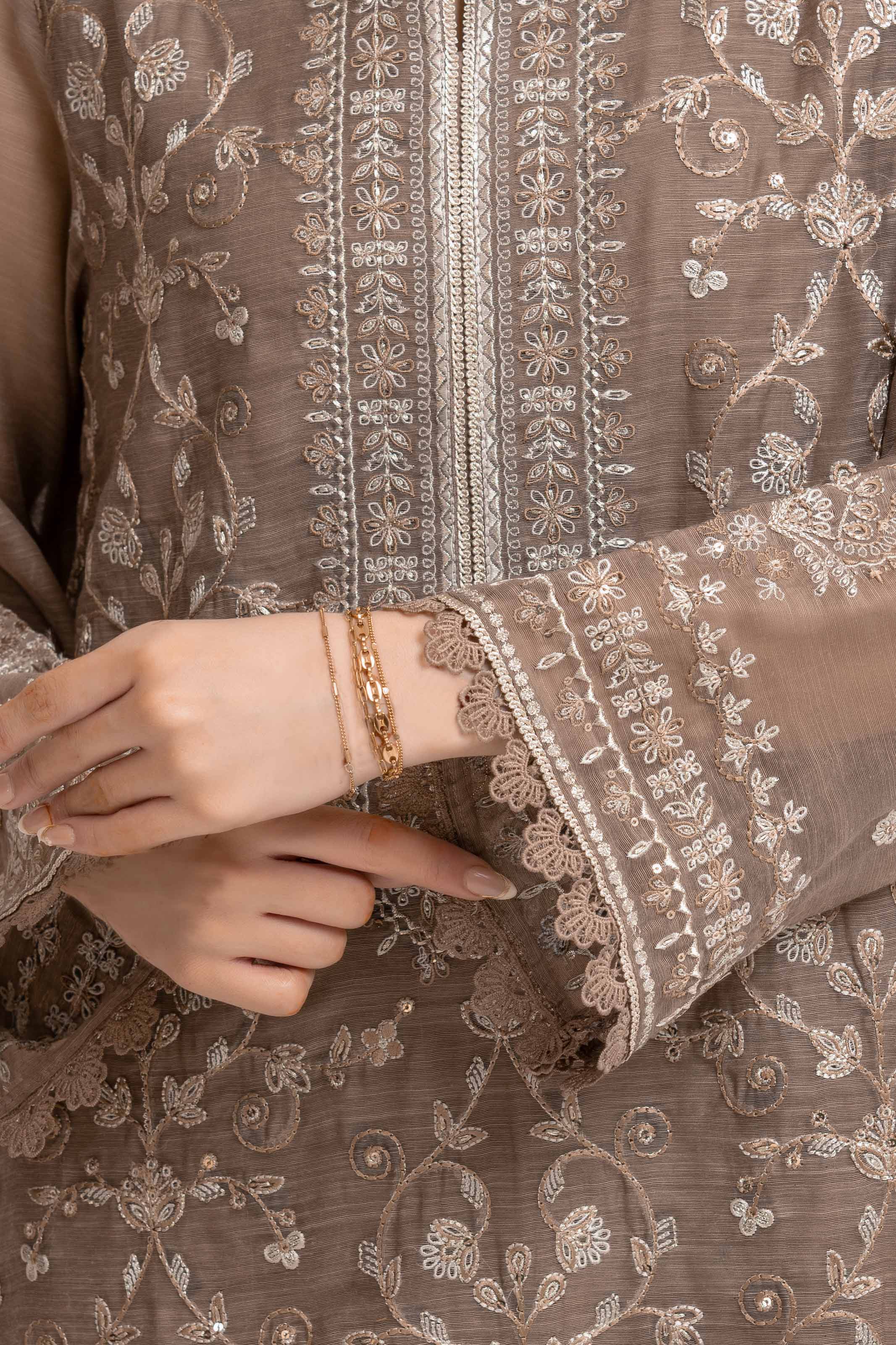 Unstitched Embroidered Chanderi Suit - EWU6V6-30075-3P - Image 4
