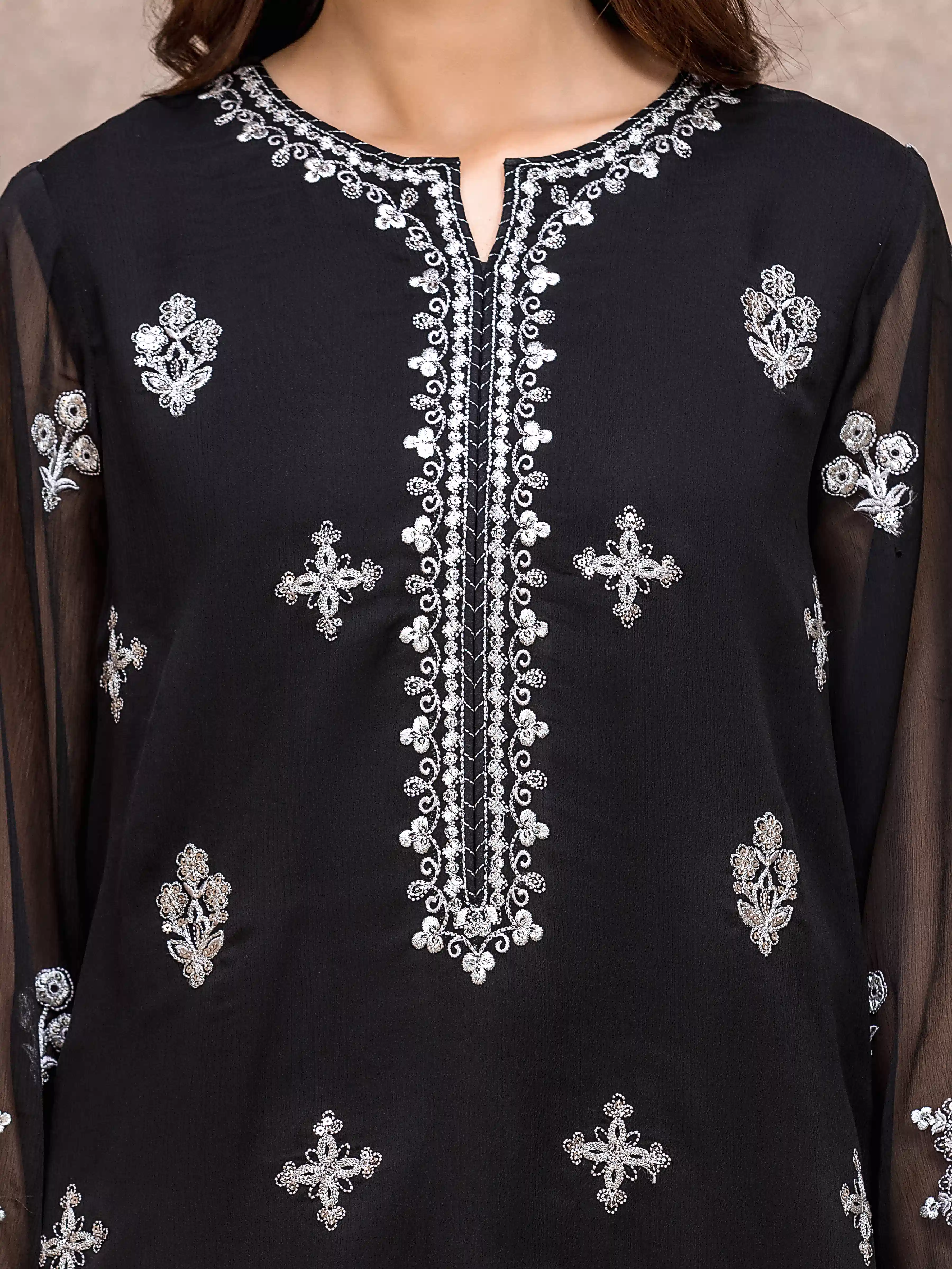 Unstitched Embroidered Chiffon Suit - EWU5V5-31304-3P - Image 3