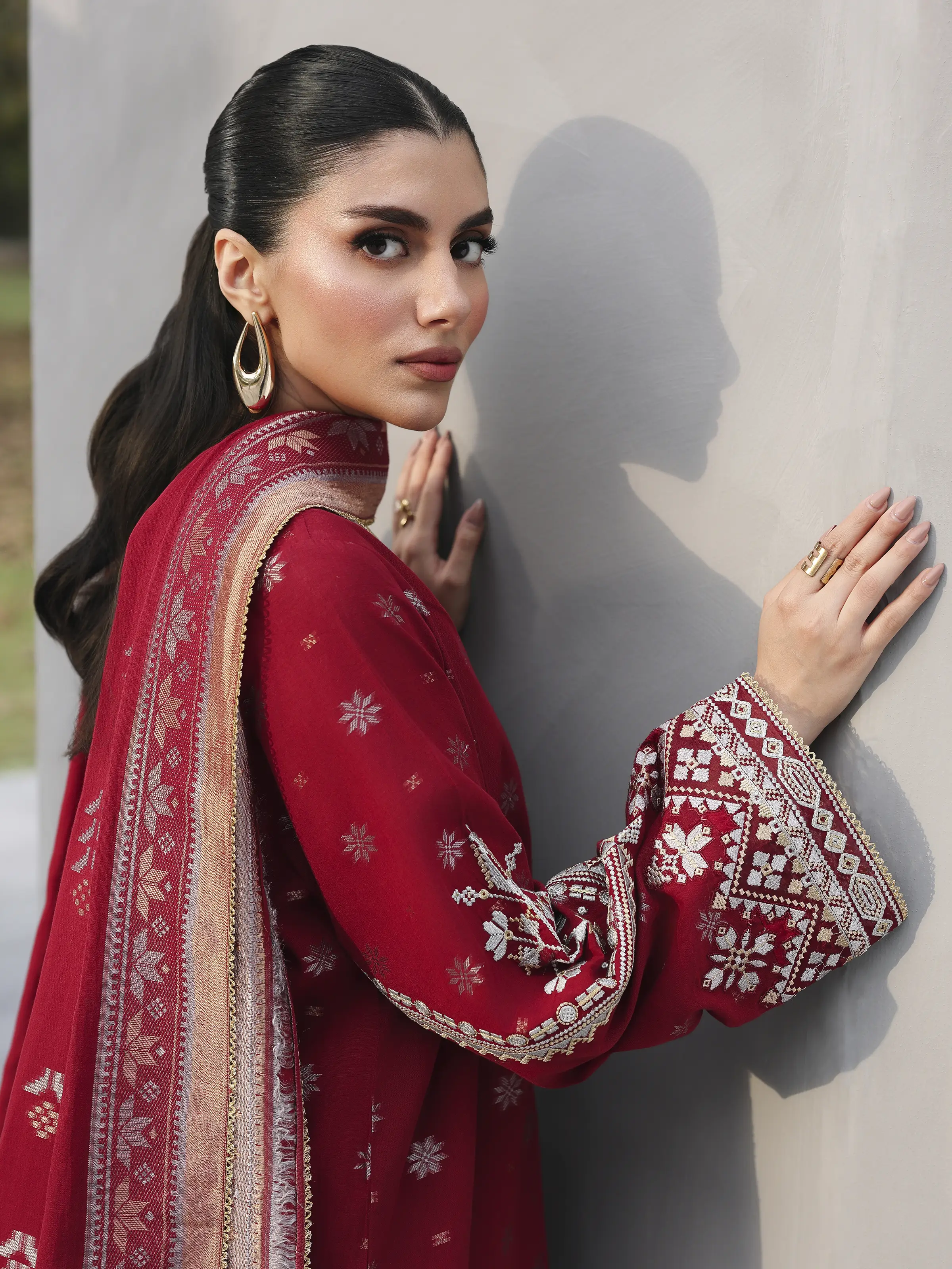 Unstitched Embroidered Jacquard Suit - EWU6V3-33460-3P - Image 5