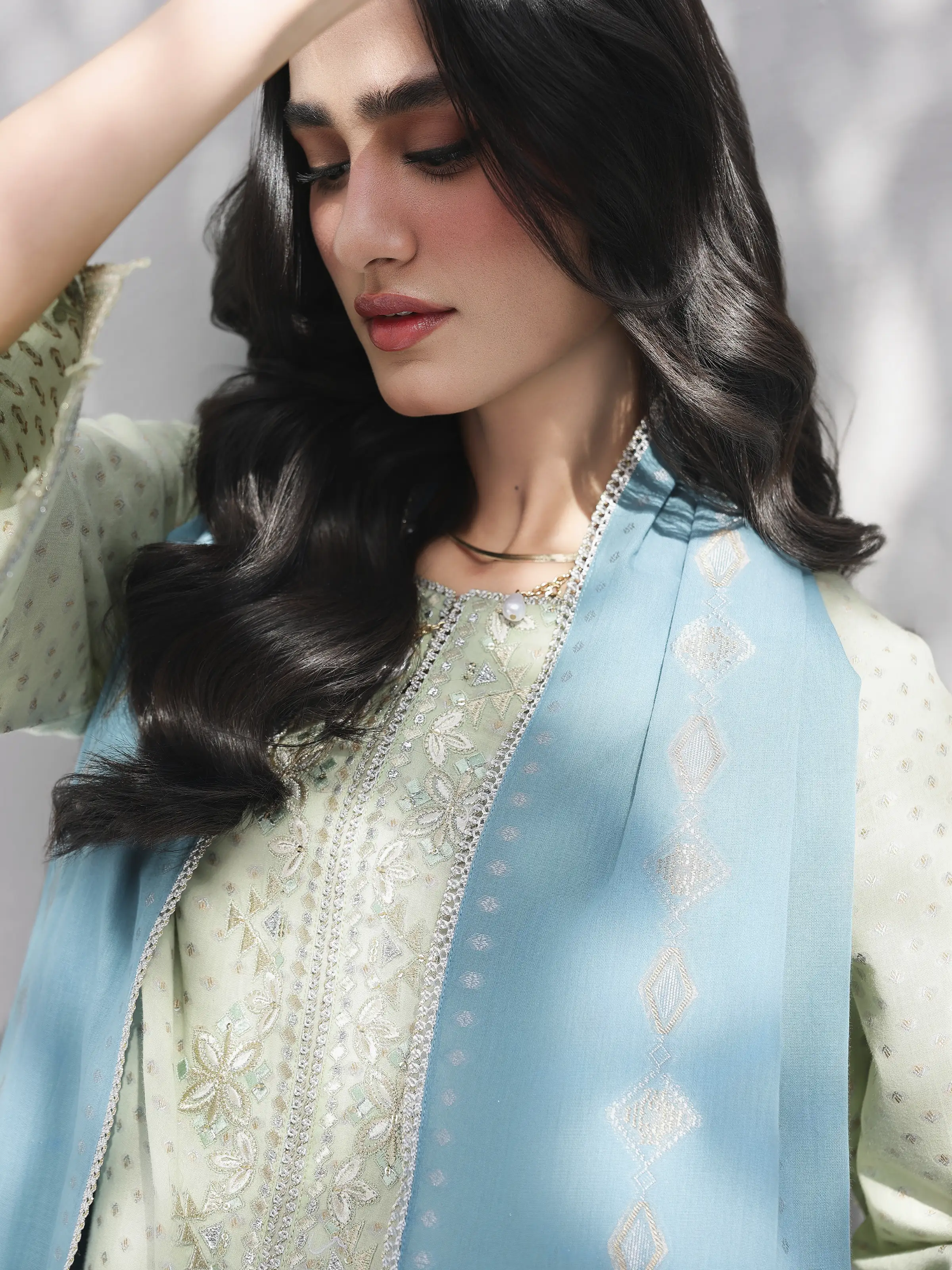 Unstitched Embroidered Jacquard Suit - EWU6V3-33462-3P - Image 4