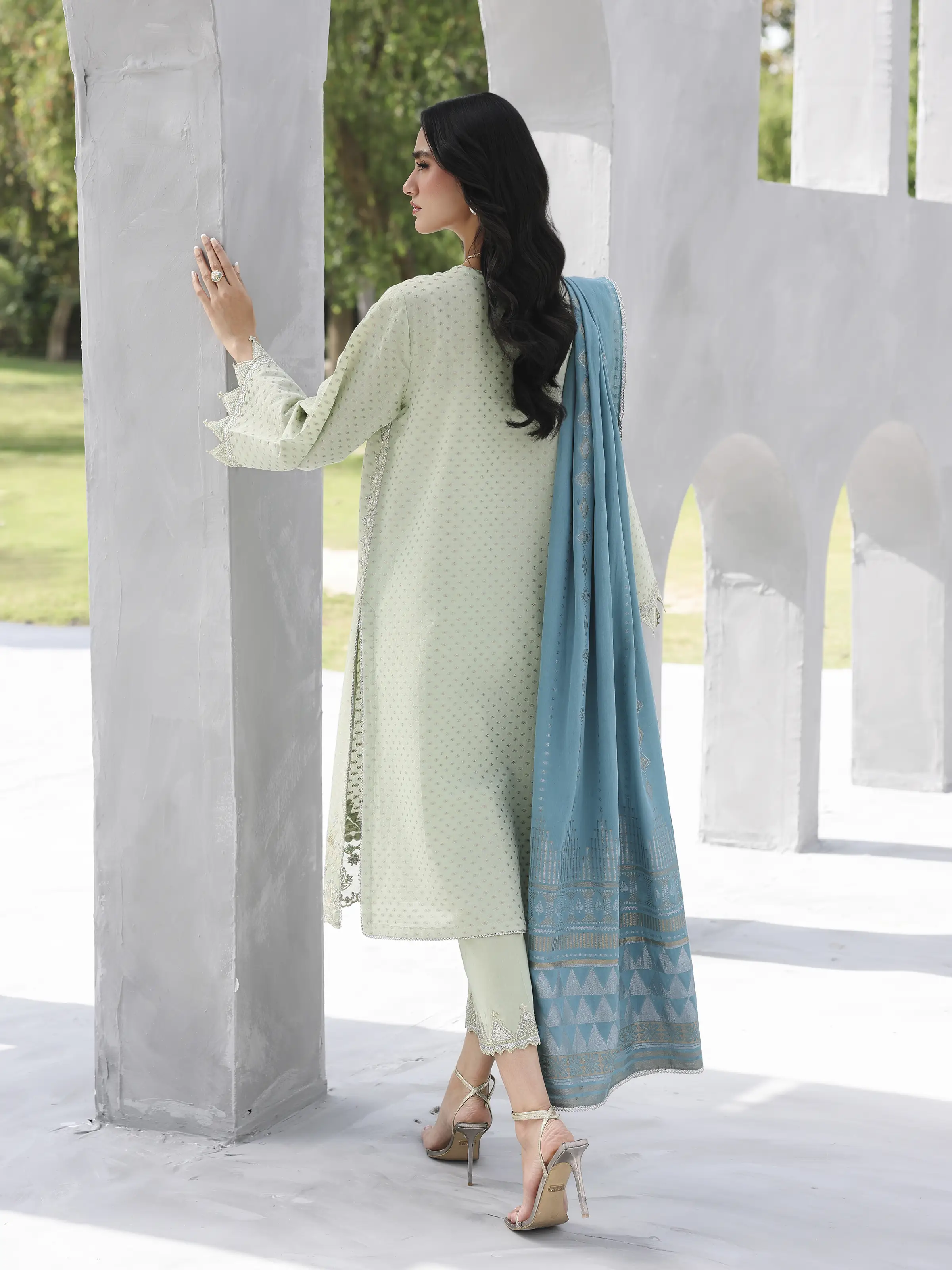 Unstitched Embroidered Jacquard Suit - EWU6V3-33462-3P - Image 6