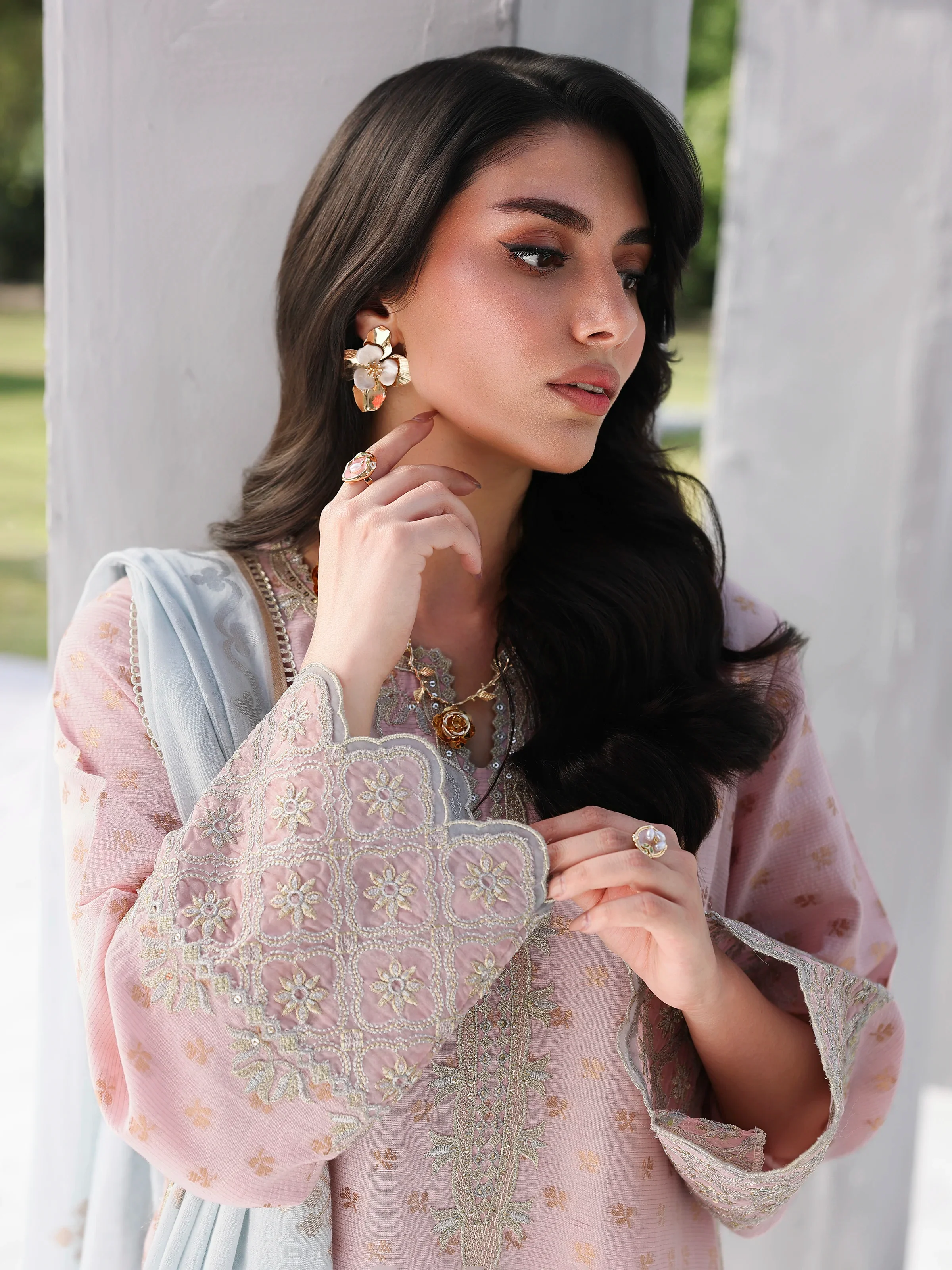 Unstitched Embroidered Jacquard Suit - EWU6V3-33463-3P - Image 3
