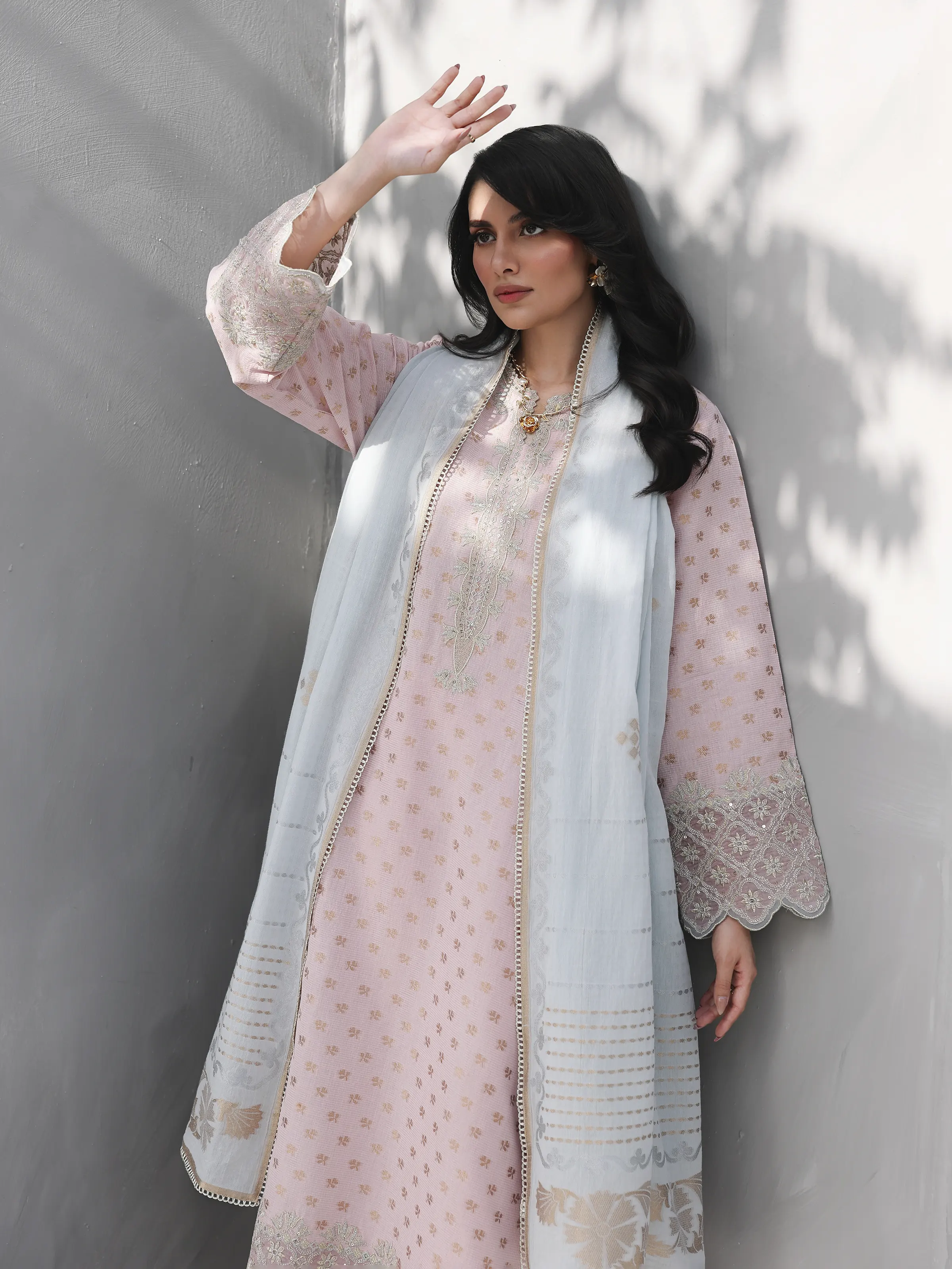 Unstitched Embroidered Jacquard Suit - EWU6V3-33463-3P - Image 4
