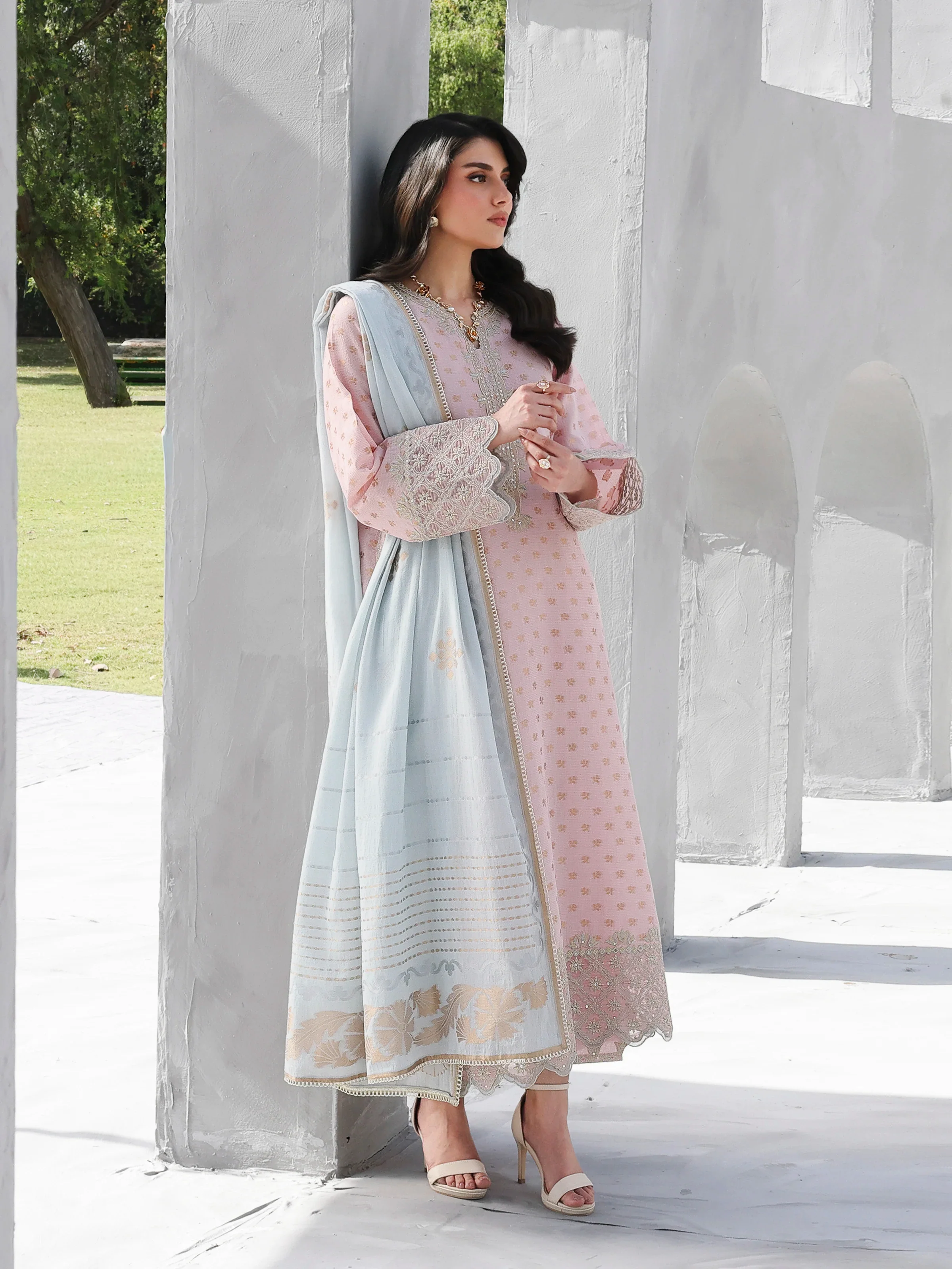 Unstitched Embroidered Jacquard Suit - EWU6V3-33463-3P - Image 5