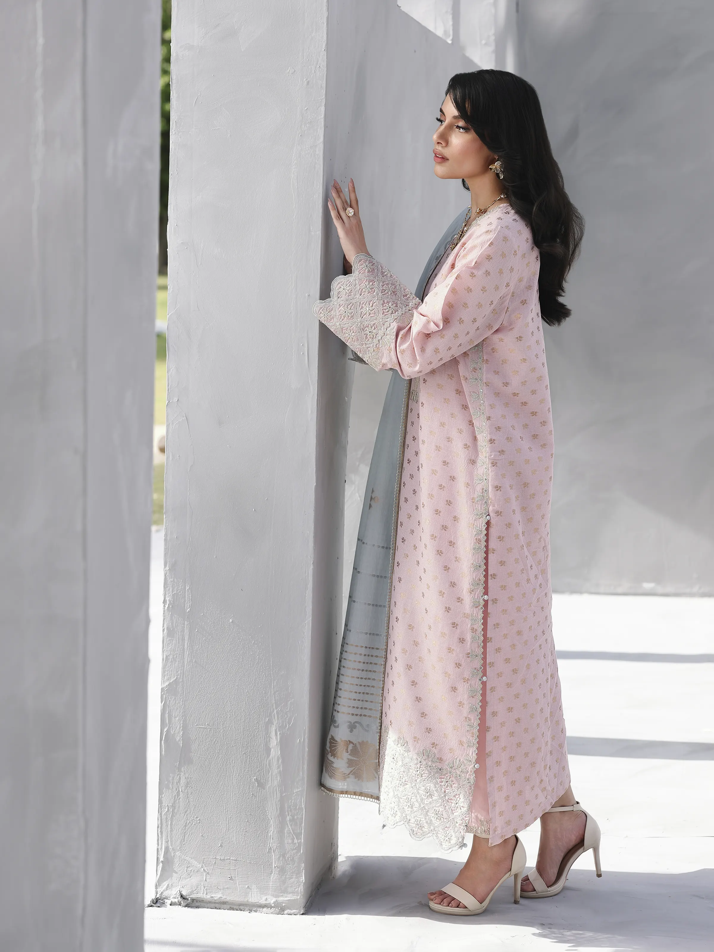 Unstitched Embroidered Jacquard Suit - EWU6V3-33463-3P - Image 6