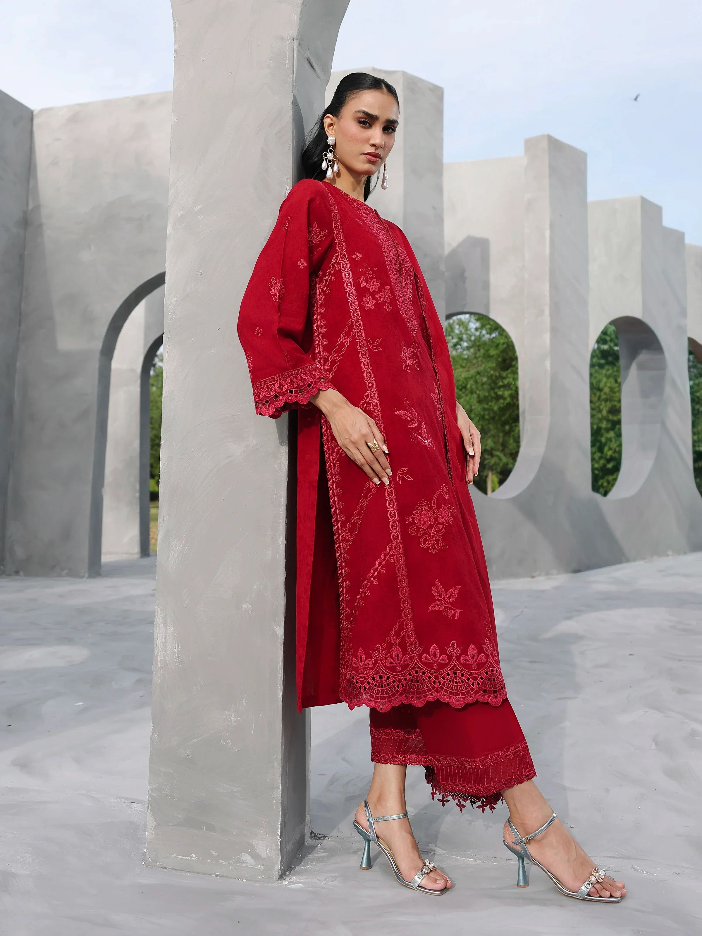 Unstitched Embroidered Jacquard Suit - EWU6V3-33465-3P - Image 3