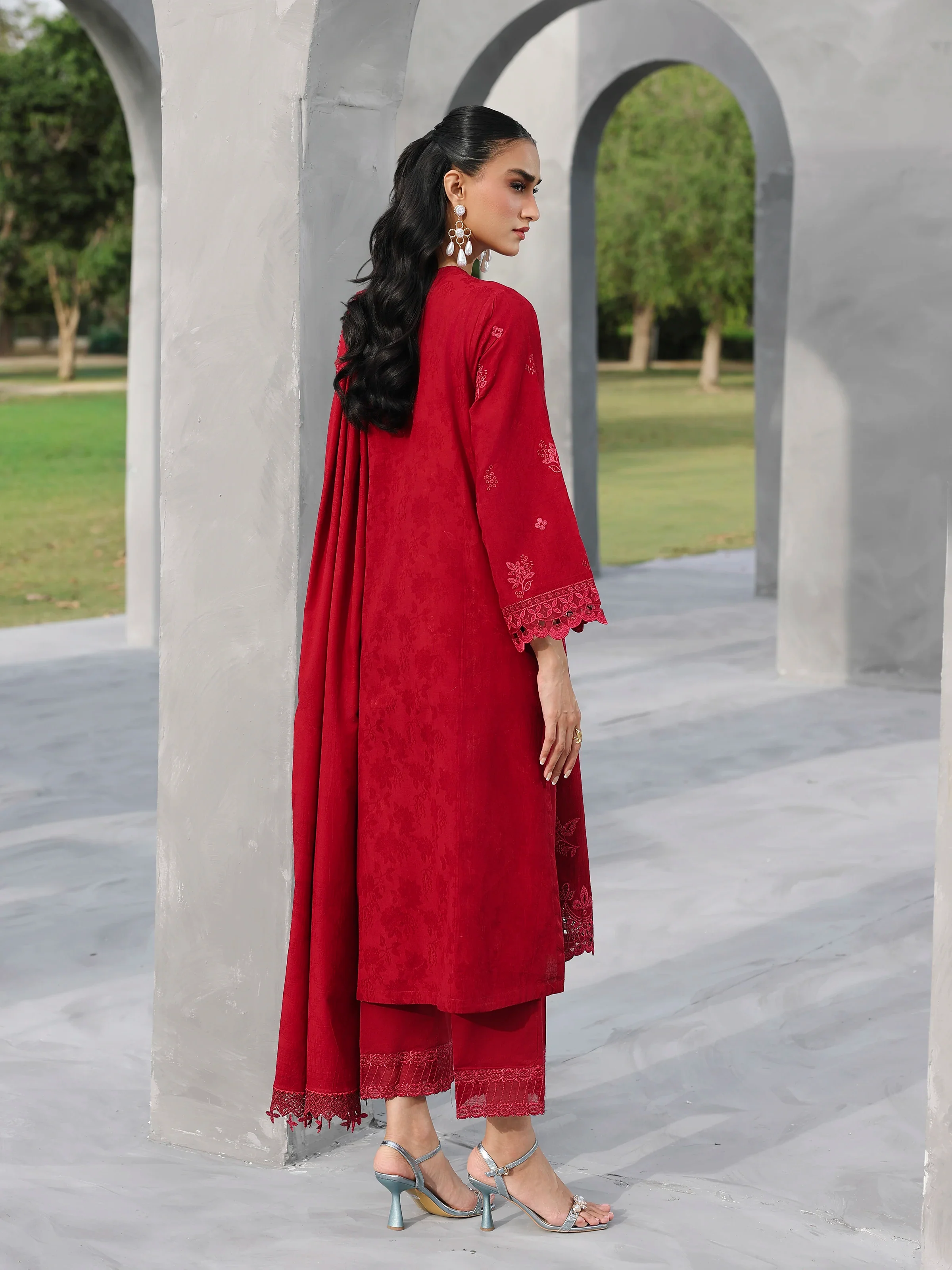 Unstitched Embroidered Jacquard Suit - EWU6V3-33465-3P - Image 5