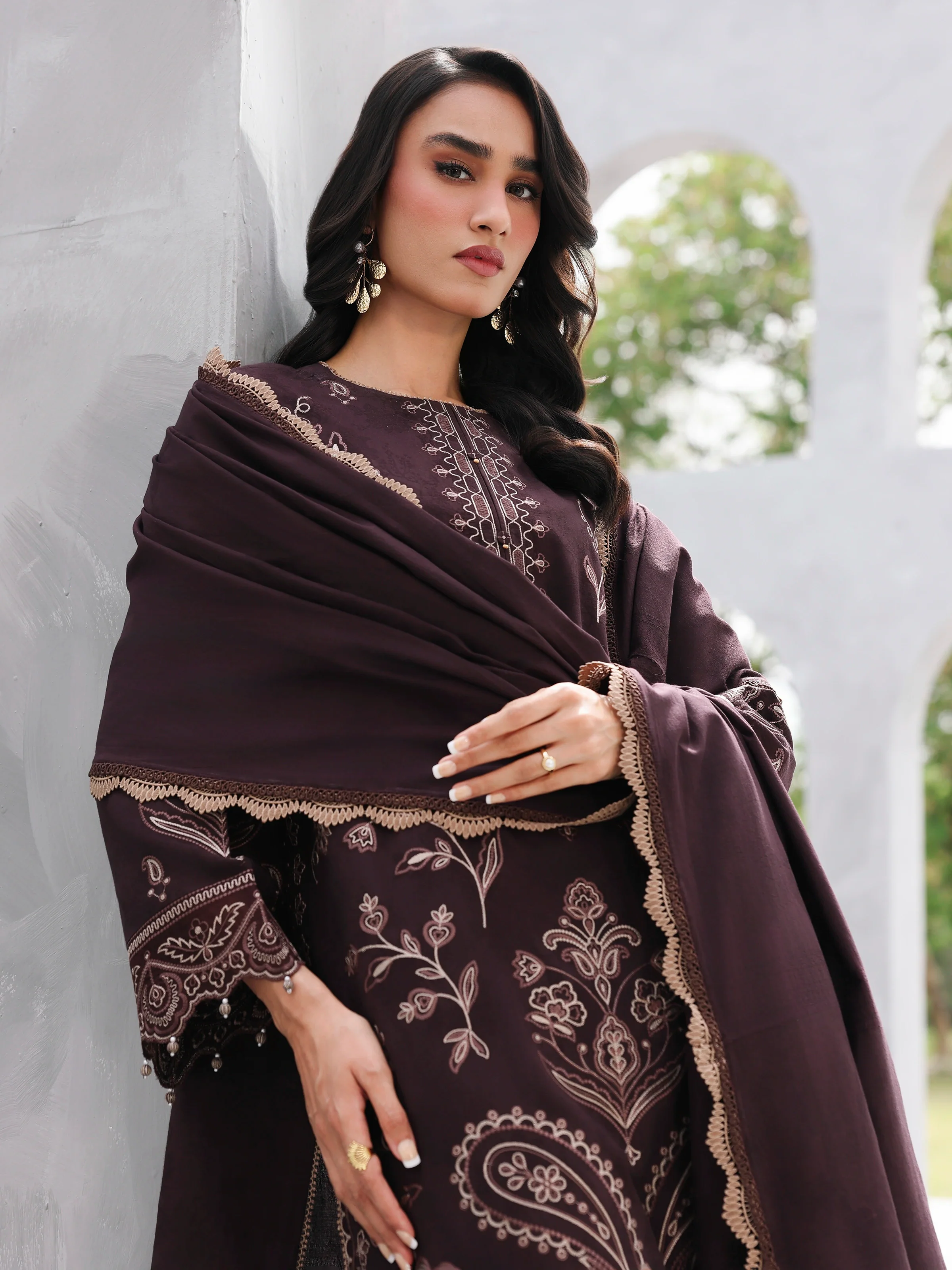 Unstitched Embroidered Jacquard Suit - EWU6V3-33467-3P - Image 4