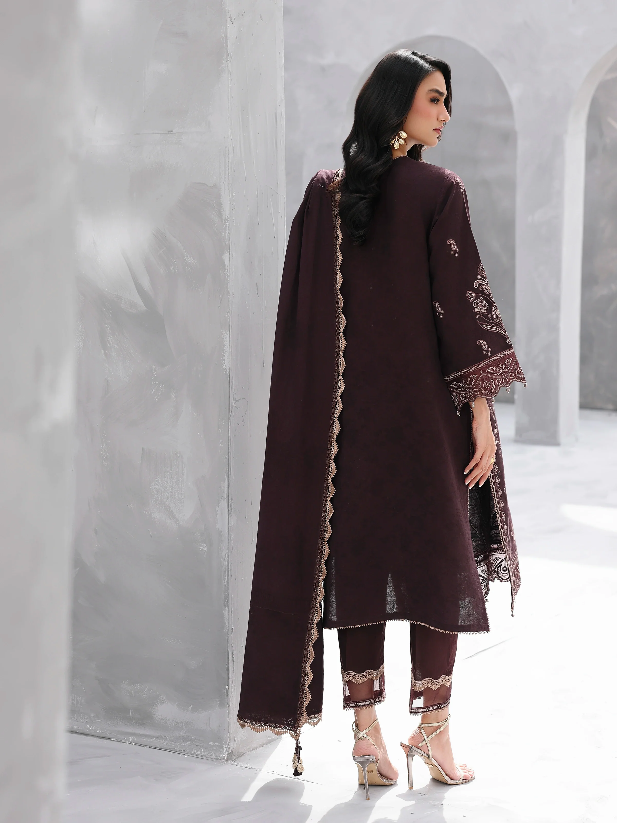 Unstitched Embroidered Jacquard Suit - EWU6V3-33467-3P - Image 6