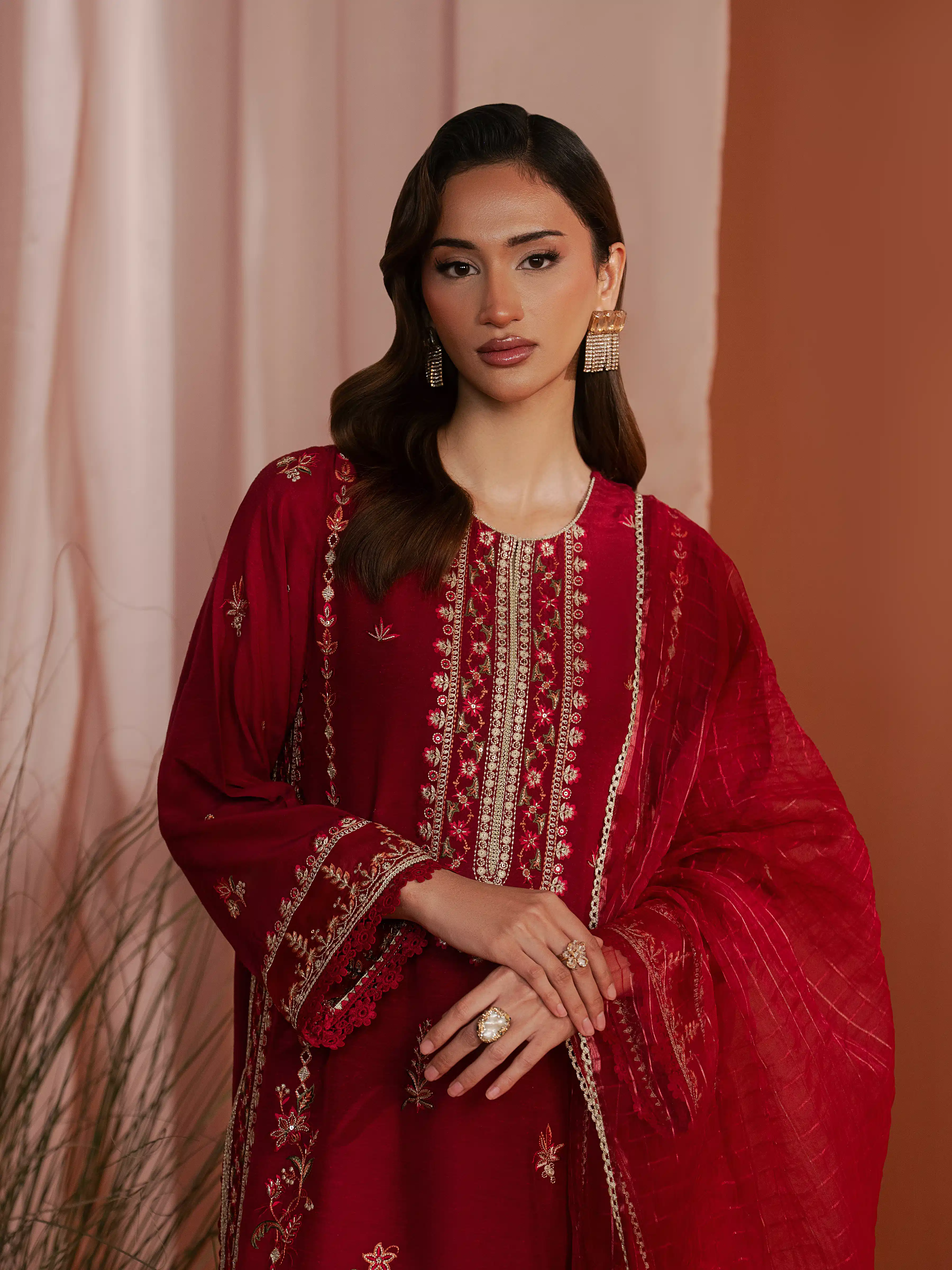 Unstitched Embroidered Karandi Suit - EWU6V22-32091-3P - Image 3