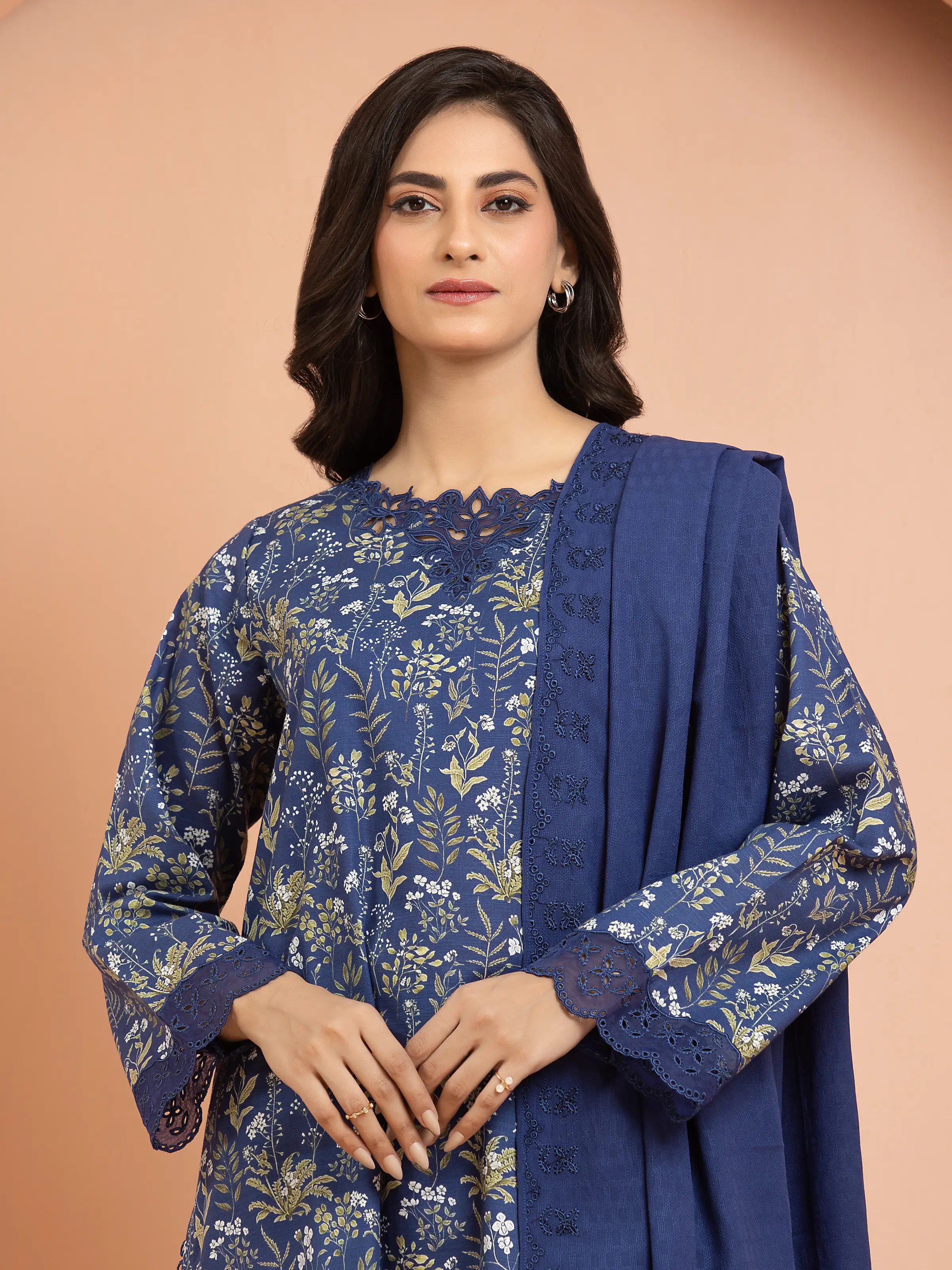 Unstitched  Embroidered Khaddar Shirt Trouser - EWU24V11-30197AST - Image 3