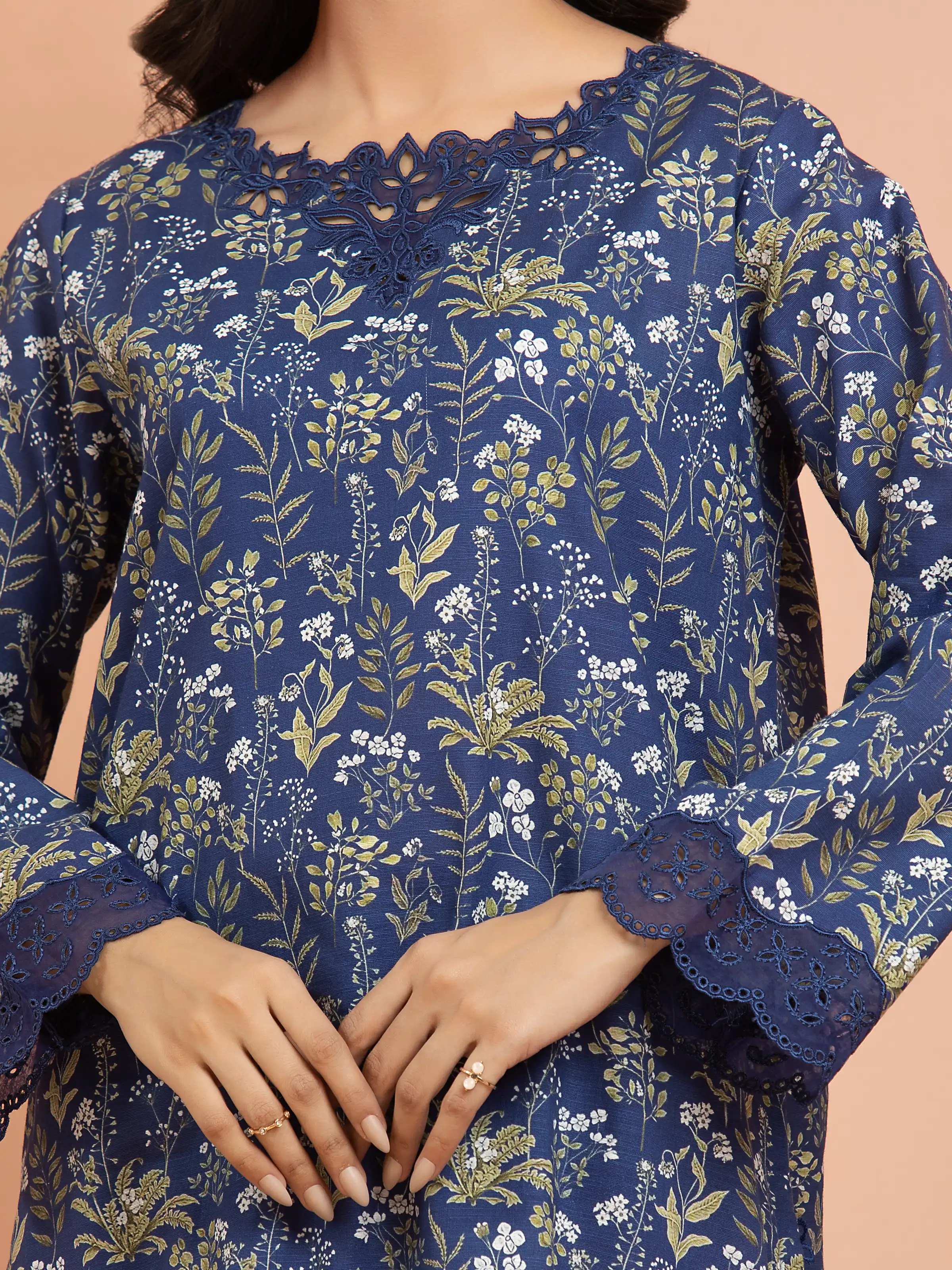 Unstitched  Embroidered Khaddar Shirt Trouser - EWU24V11-30197AST - Image 5
