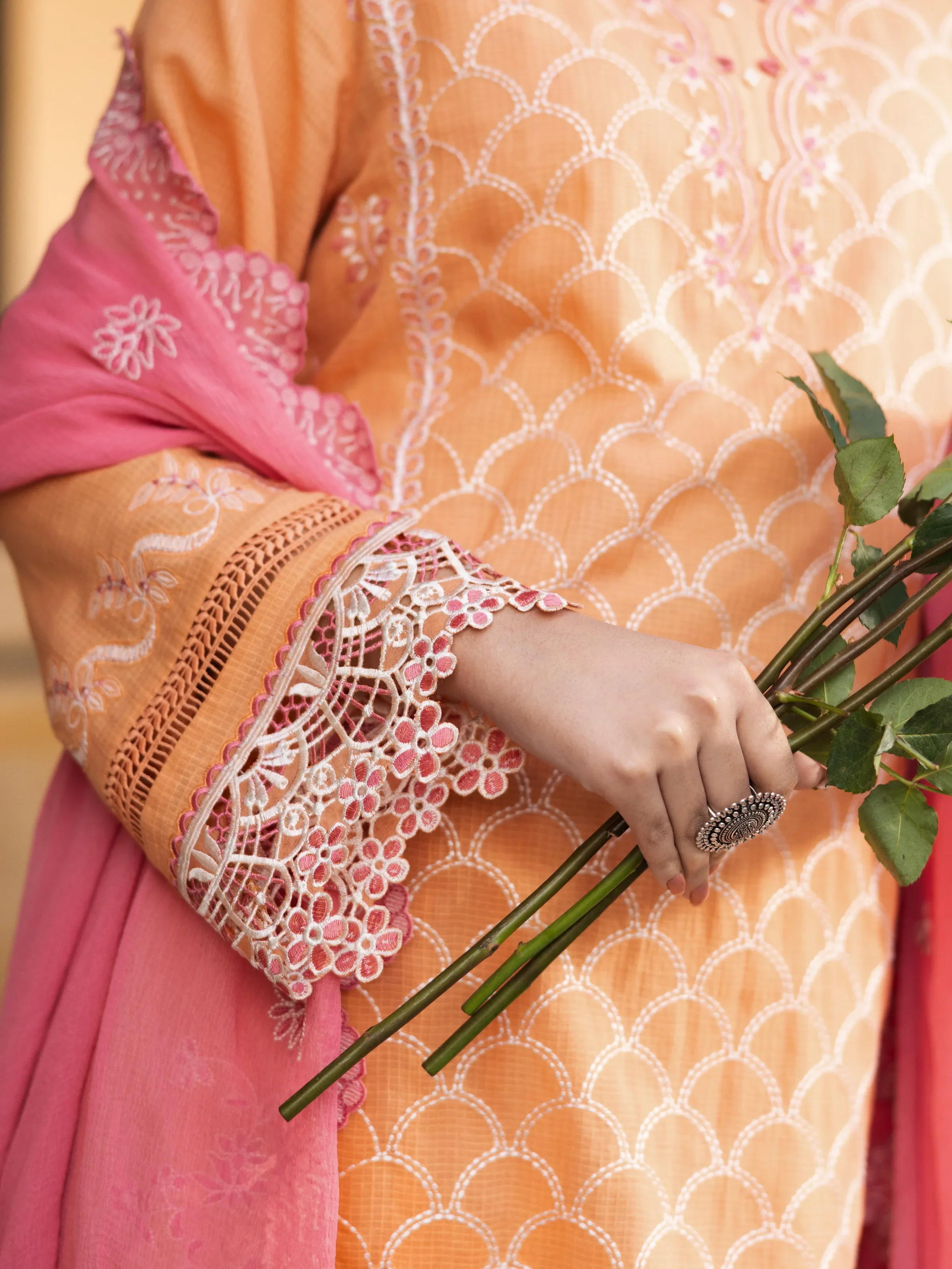 Unstitched Embroidered Lawn Suit - EWU5V1-31244-3P - Image 5