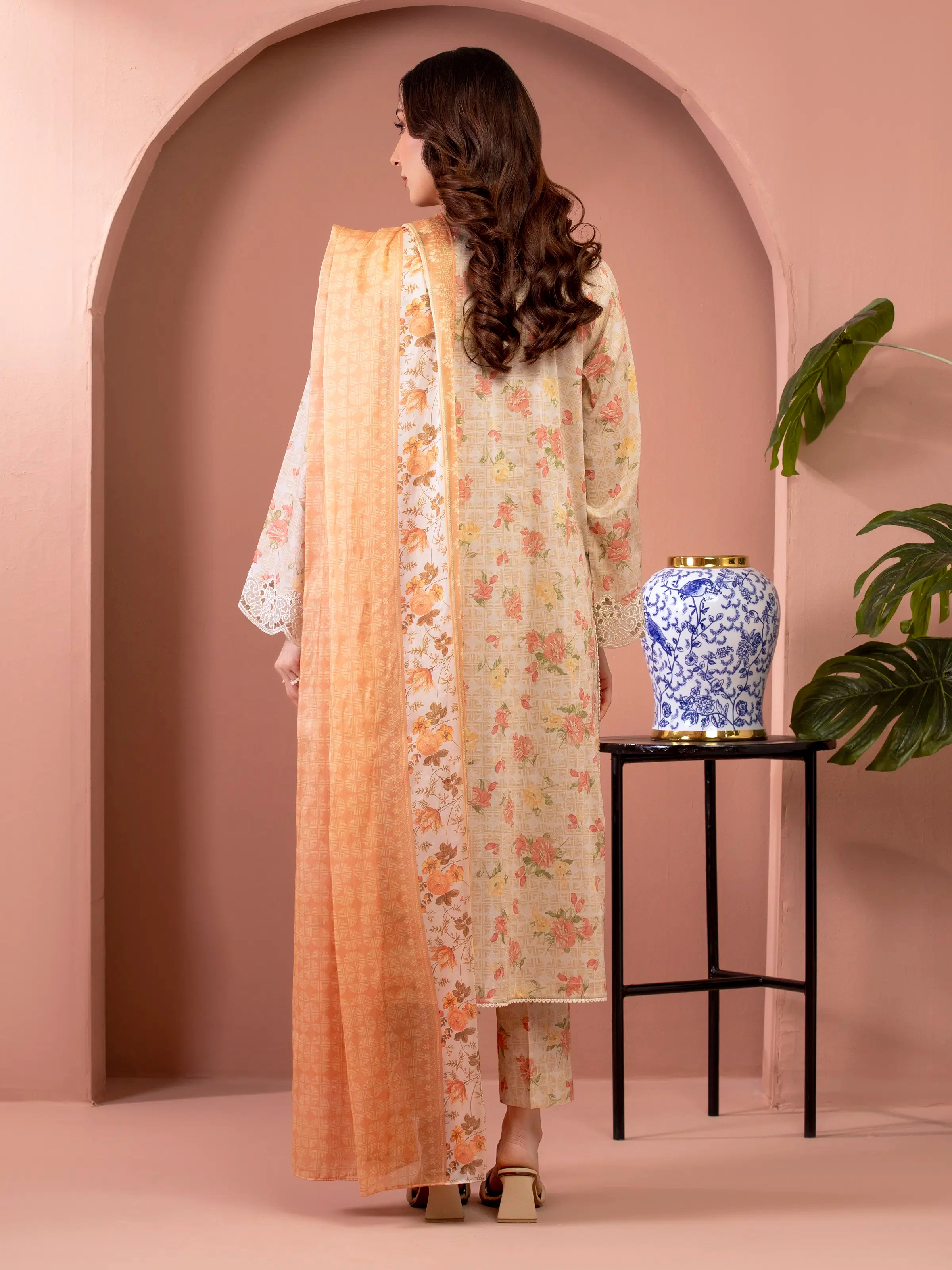 Unstitched  Embroidered Lawn Shirt - EWU5V1-31447S - Image 5