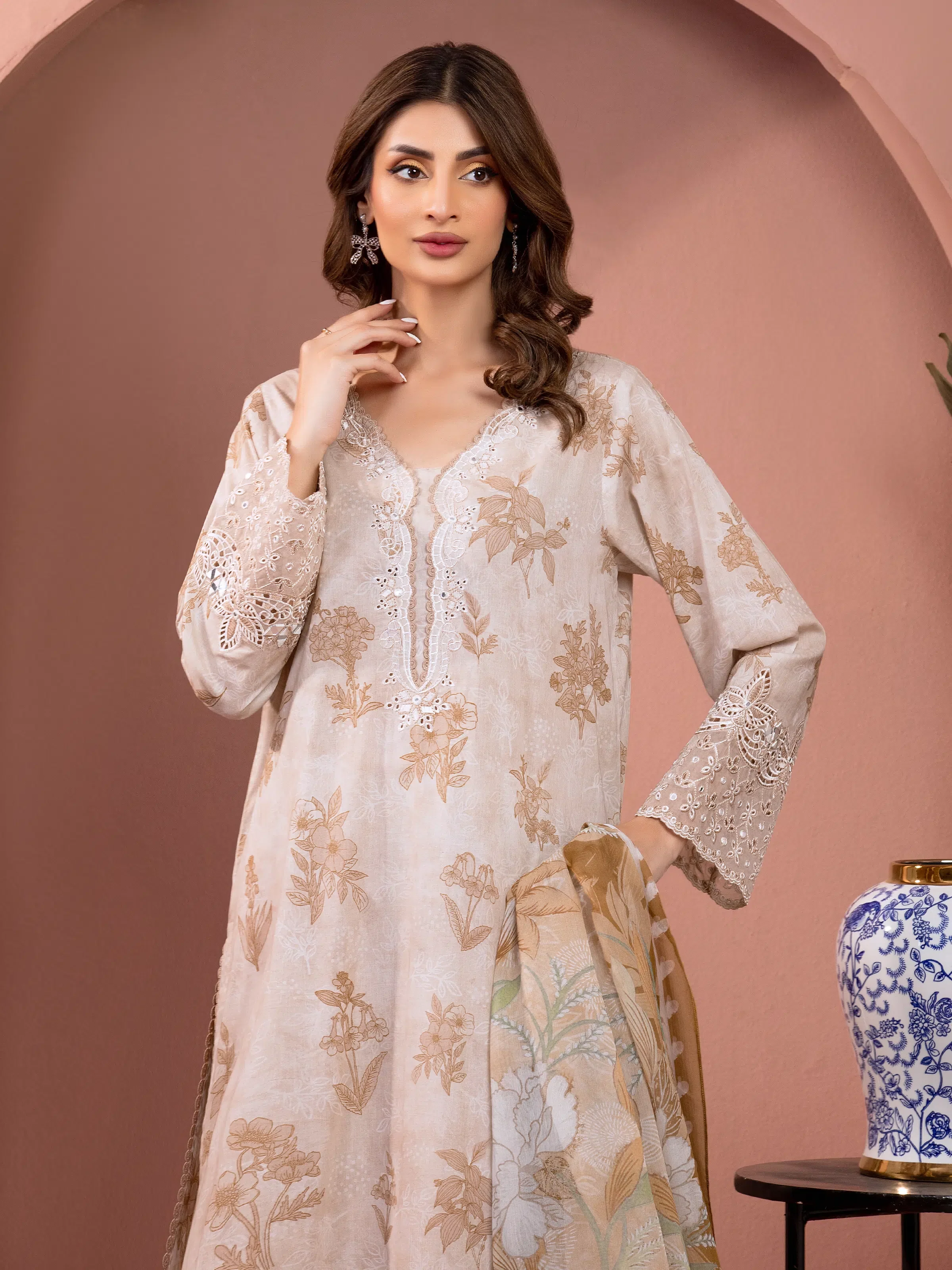Unstitched Embroidered Lawn Suit - EWU5V1-31485-3P - Image 2