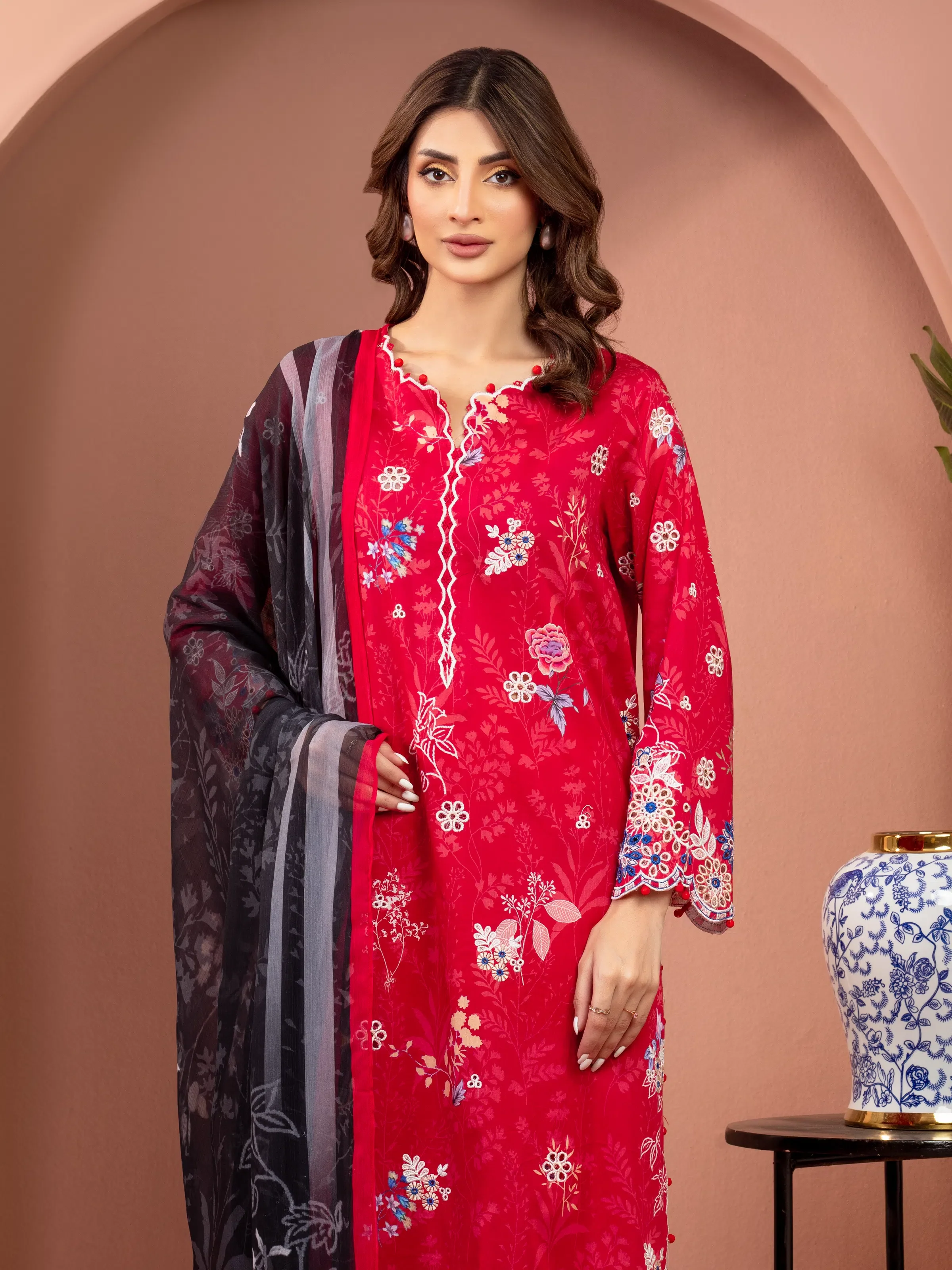 Unstitched Embroidered Lawn Suit - EWU5V1-31486-3P - Image 2