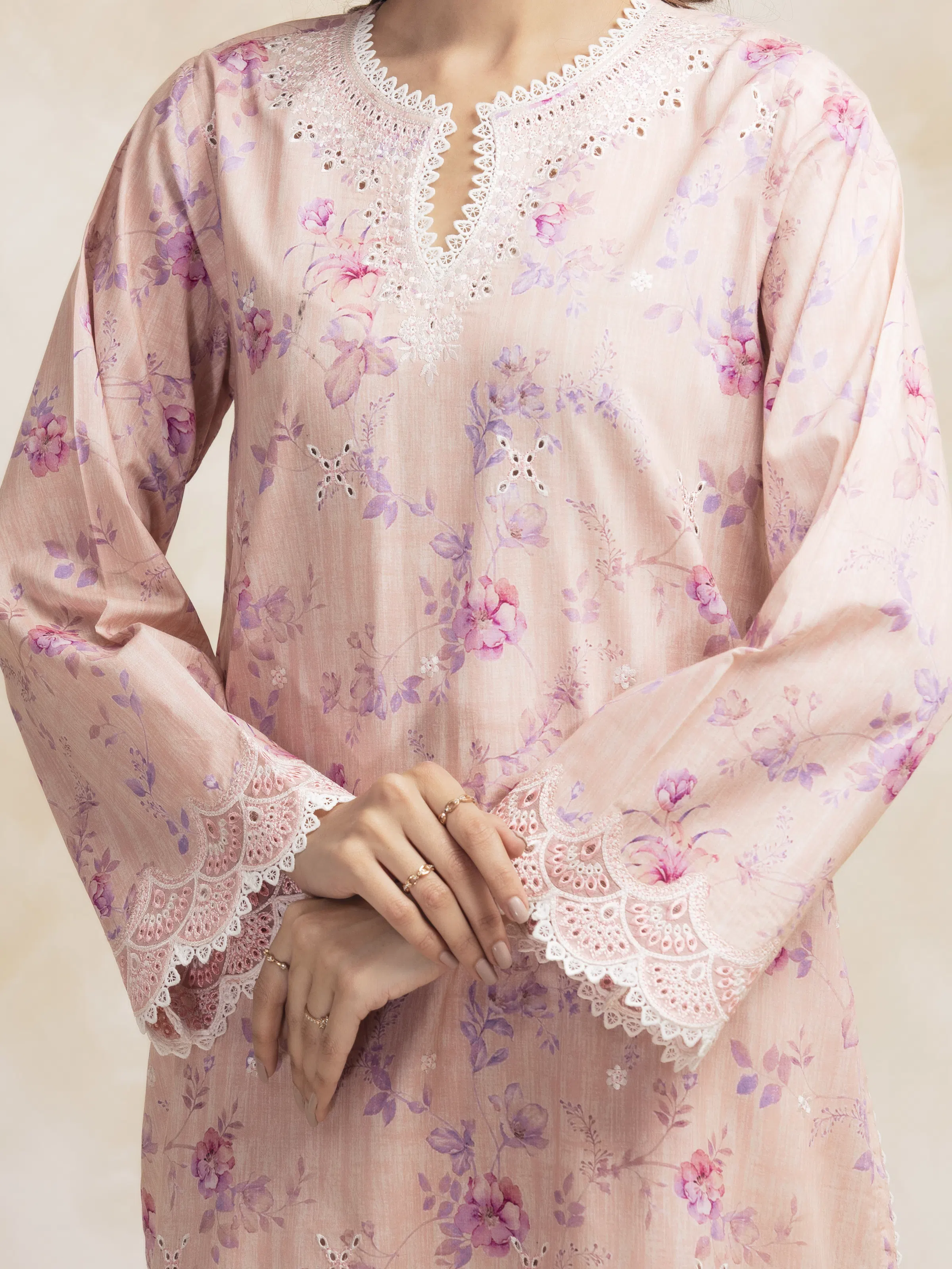 Unstitched  Embroidered Lawn Shirt Trouser - EWU5V1-31085ST - Image 3