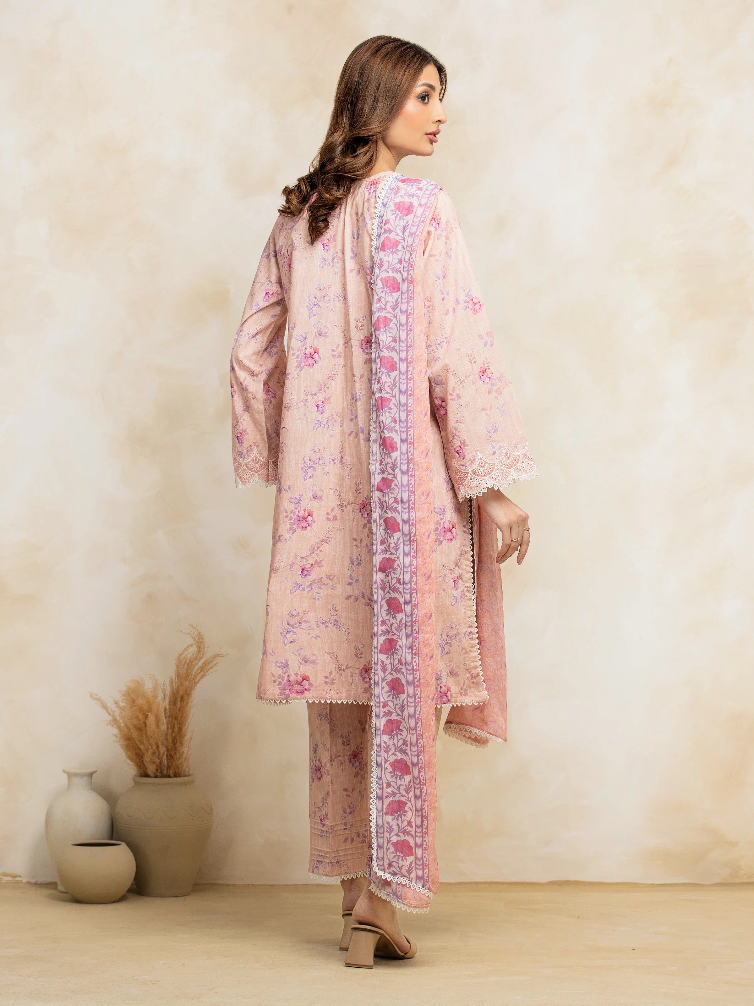 Unstitched  Embroidered Lawn Shirt Trouser - EWU5V1-31085ST - Image 4