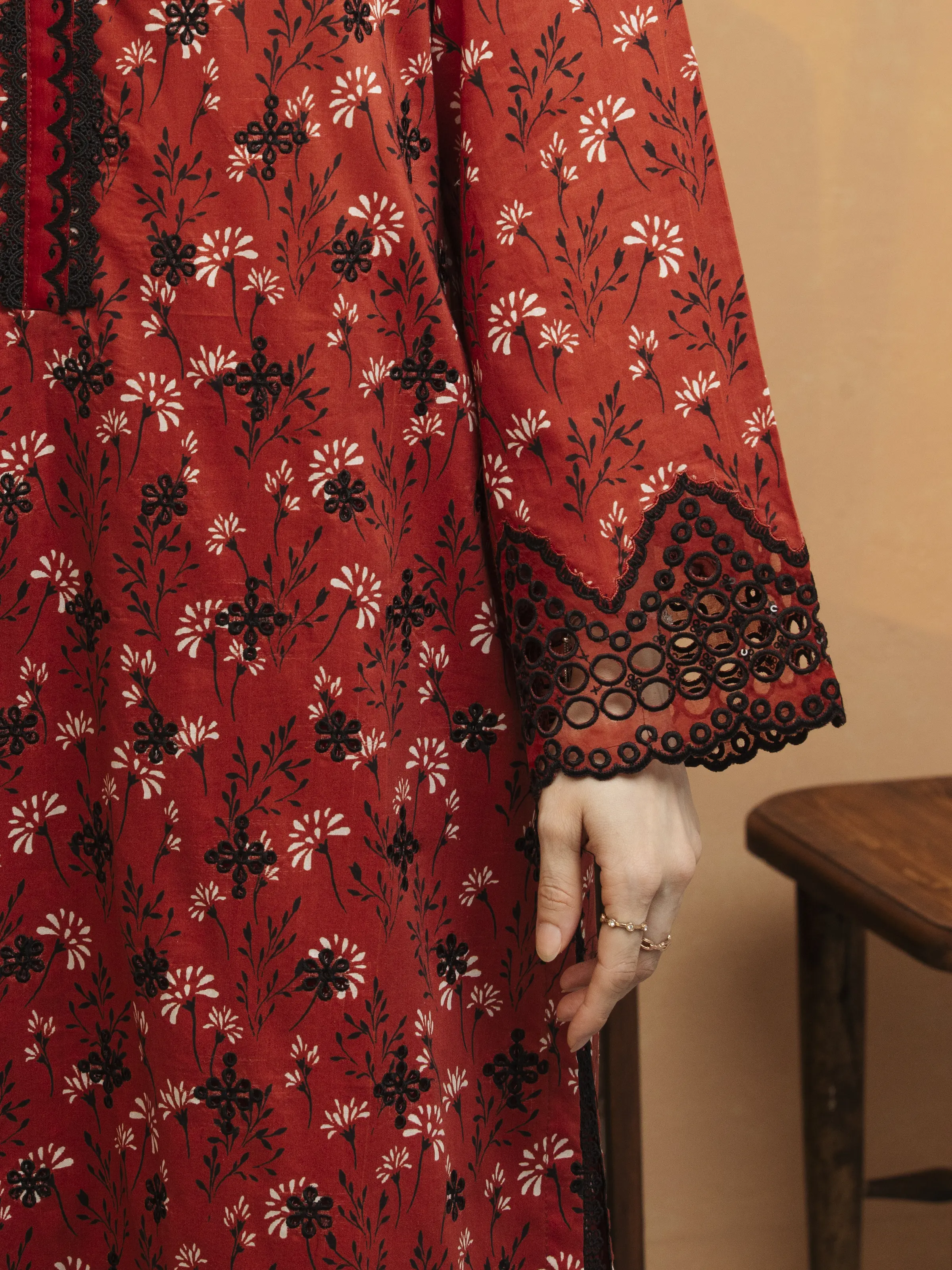 Unstitched  Embroidered Lawn Shirt Trouser - EWU5V1-31402ST - Image 5