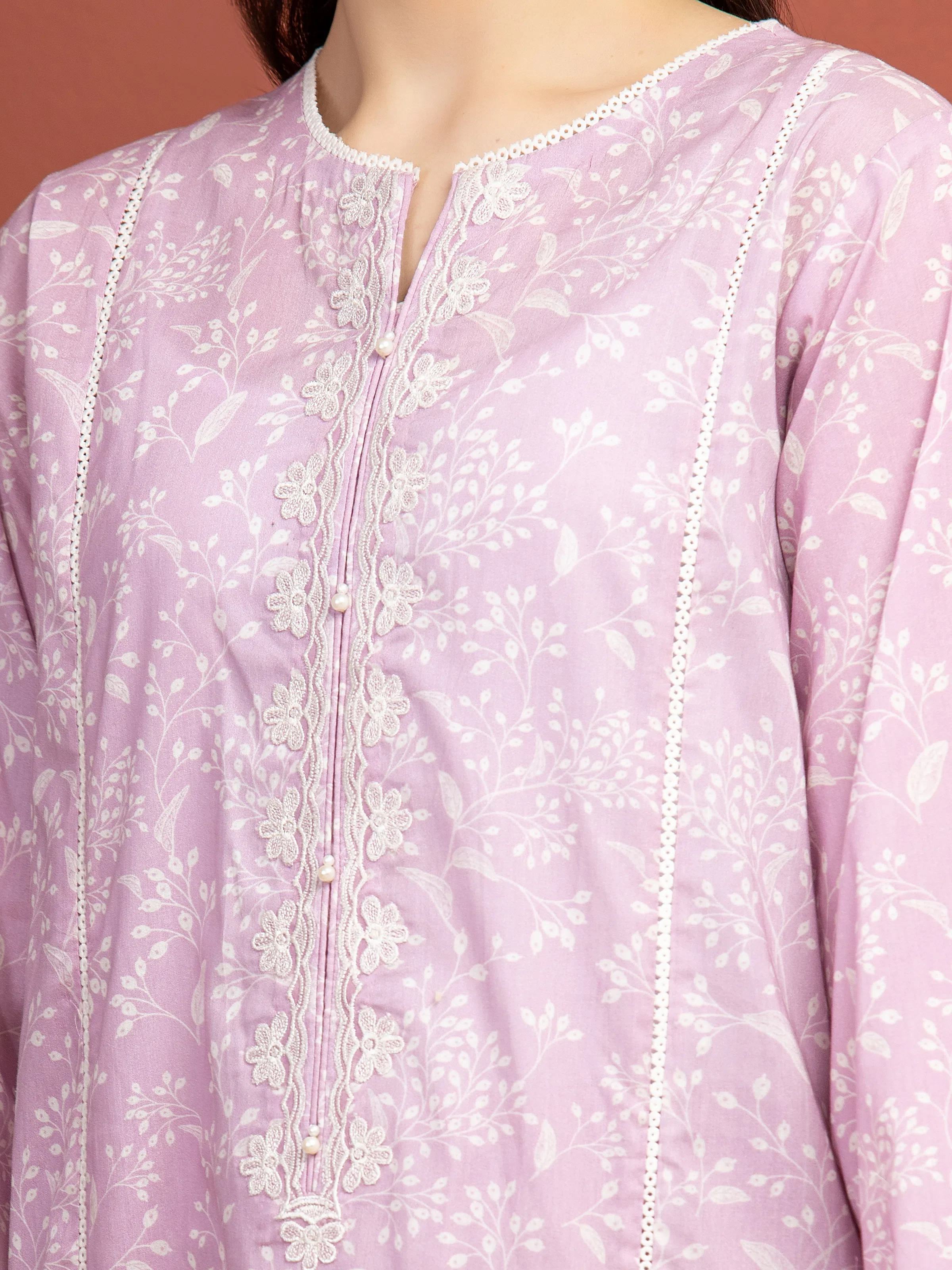 Unstitched  Embroidered Lawn Shirt Trouser - EWU5V1-31406ST - Image 2