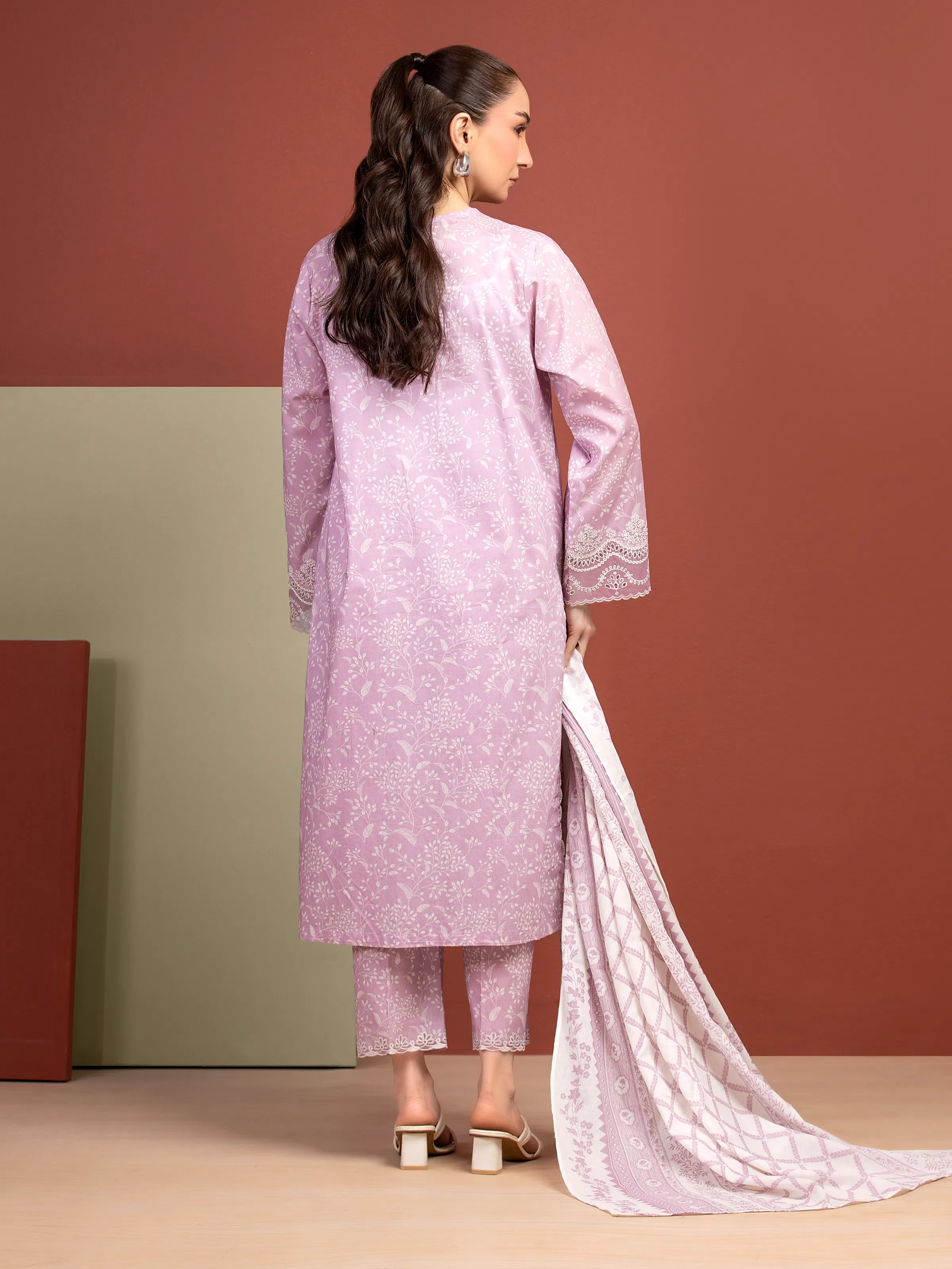 Unstitched  Embroidered Lawn Shirt Trouser - EWU5V1-31406ST - Image 3
