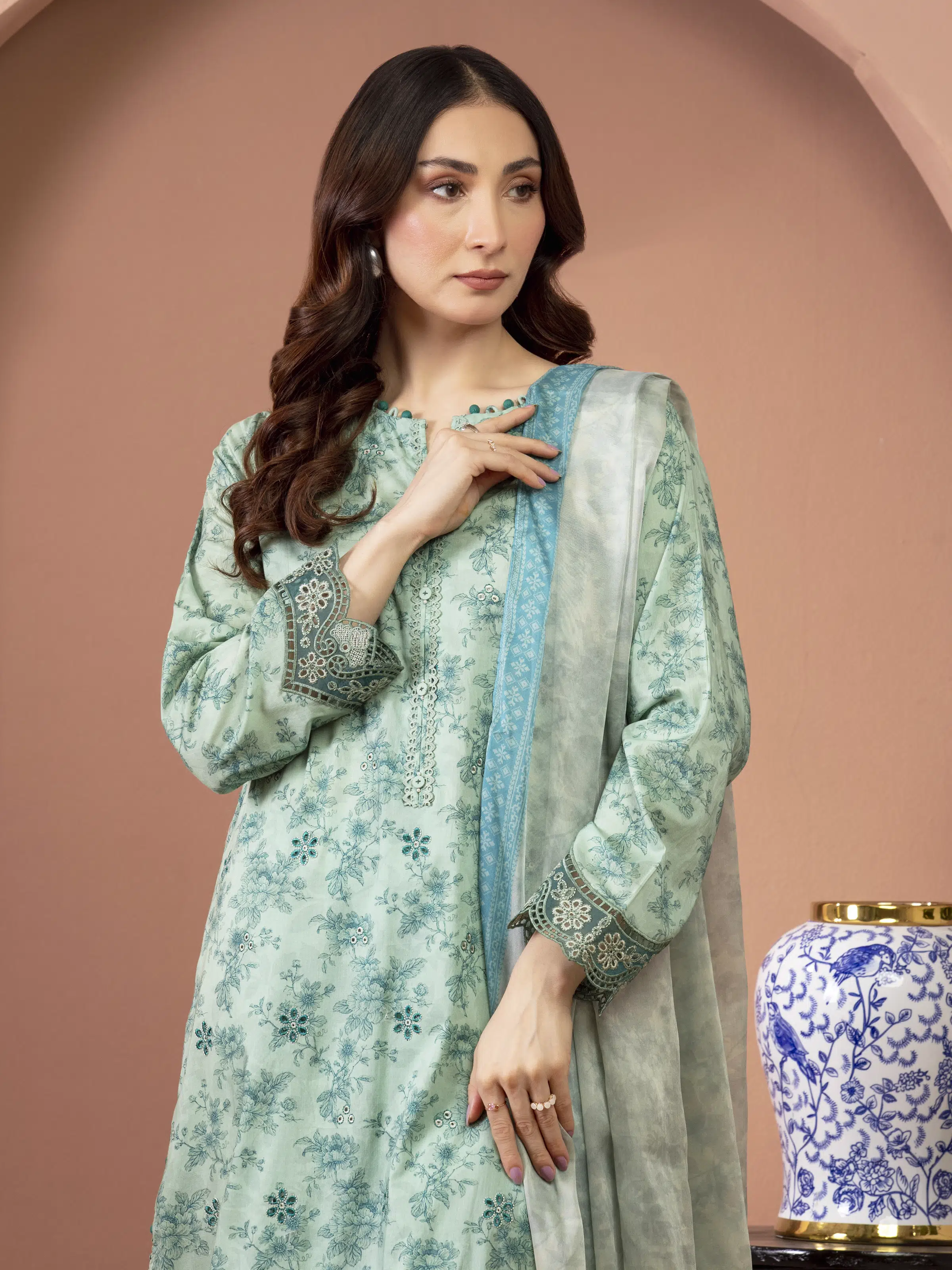 Unstitched  Embroidered Lawn Shirt Trouser - EWU5V1-31436ST - Image 2