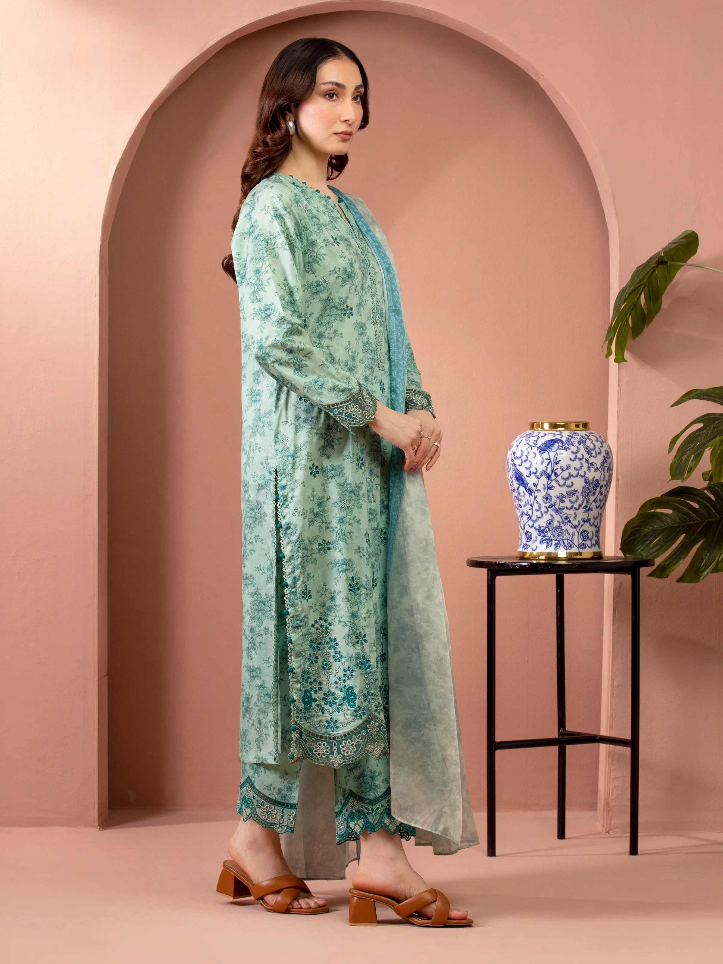 Unstitched  Embroidered Lawn Shirt Trouser - EWU5V1-31436ST - Image 3