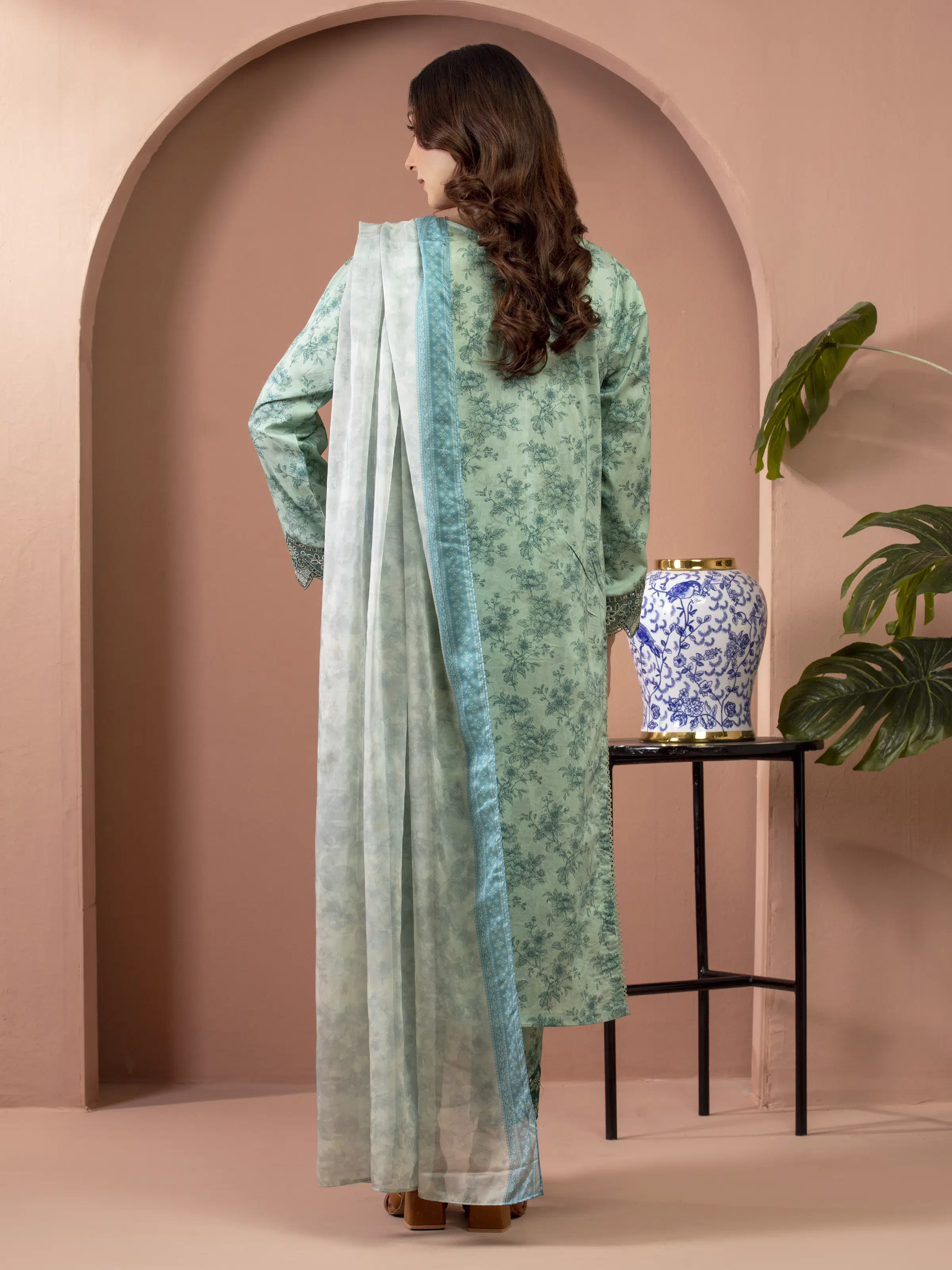 Unstitched  Embroidered Lawn Shirt Trouser - EWU5V1-31436ST - Image 5