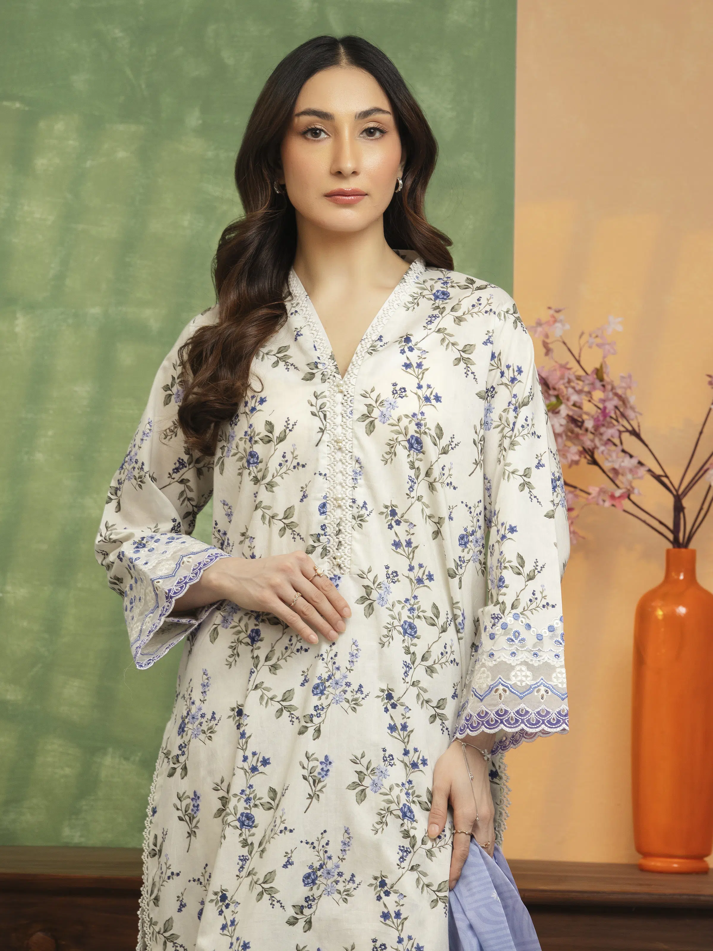 Unstitched Embroidered Lawn Shirt Trouser - EWU5V1-31451ST - Image 3