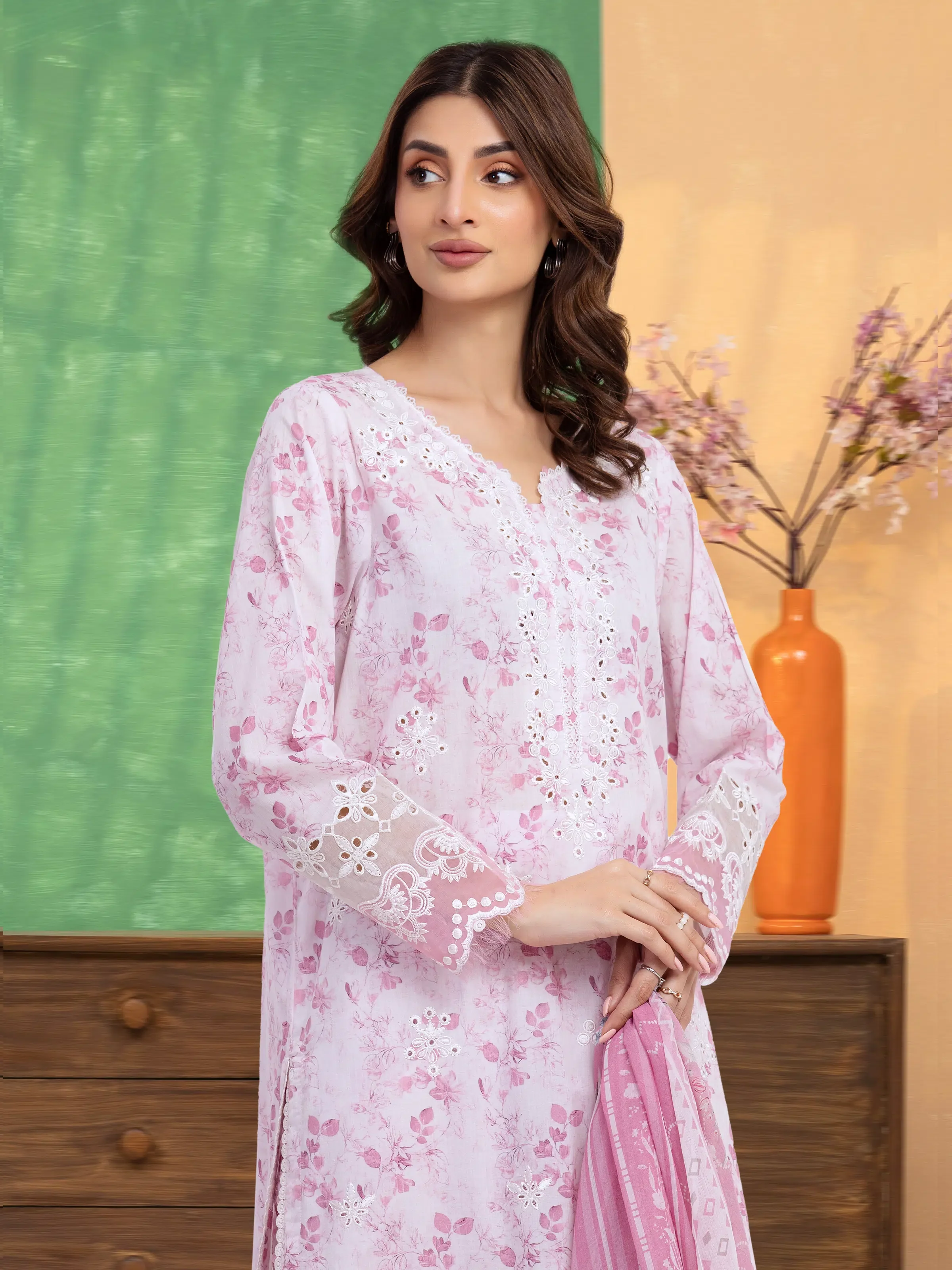 Unstitched  Embroidered Lawn Shirt Trouser - EWU5V1-31480ST - Image 2