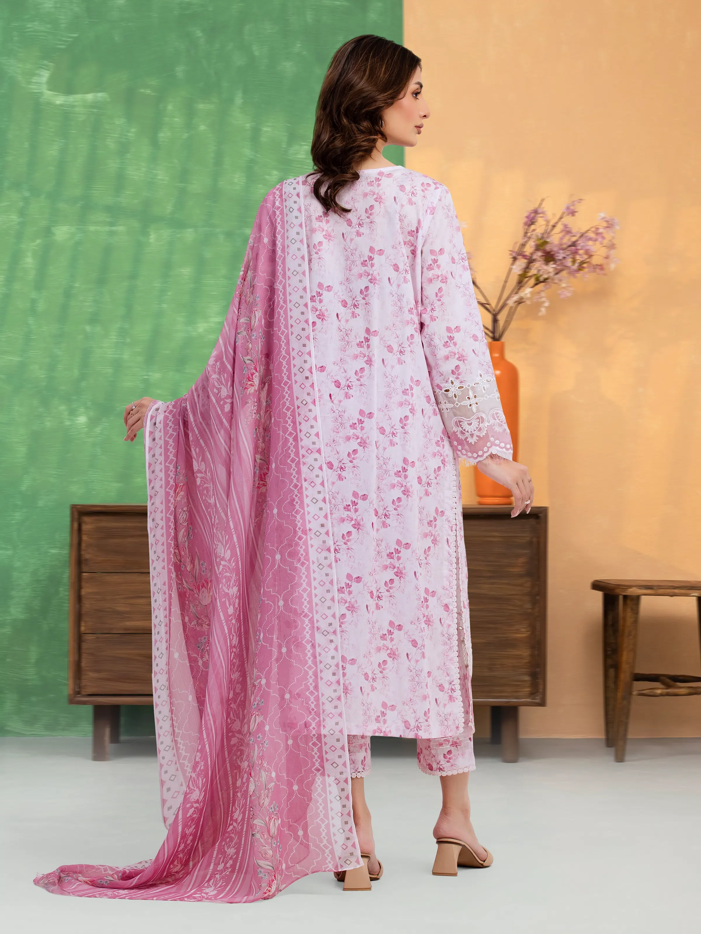 Unstitched  Embroidered Lawn Shirt Trouser - EWU5V1-31480ST - Image 4