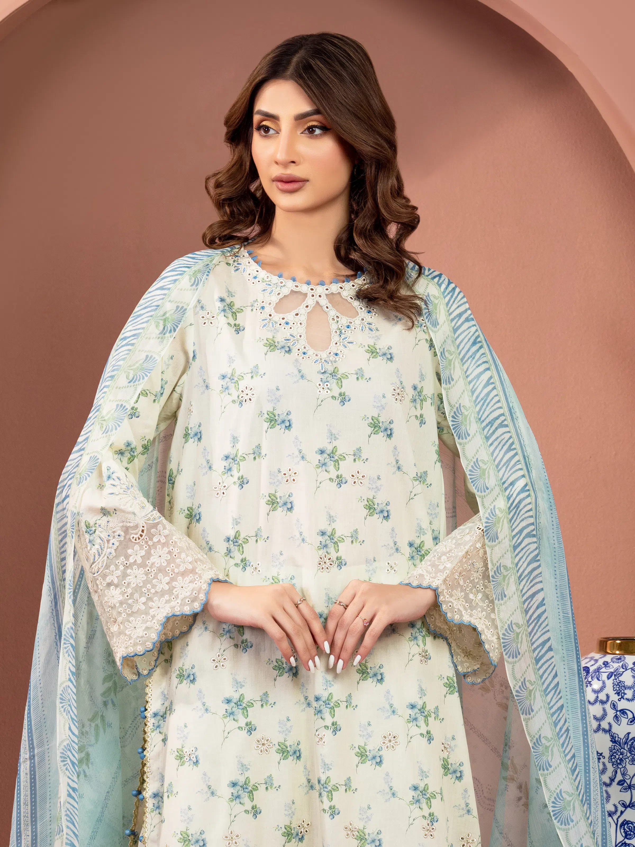 Unstitched Embroidered Lawn Suit - EWU5V1-31482-3P - Image 2
