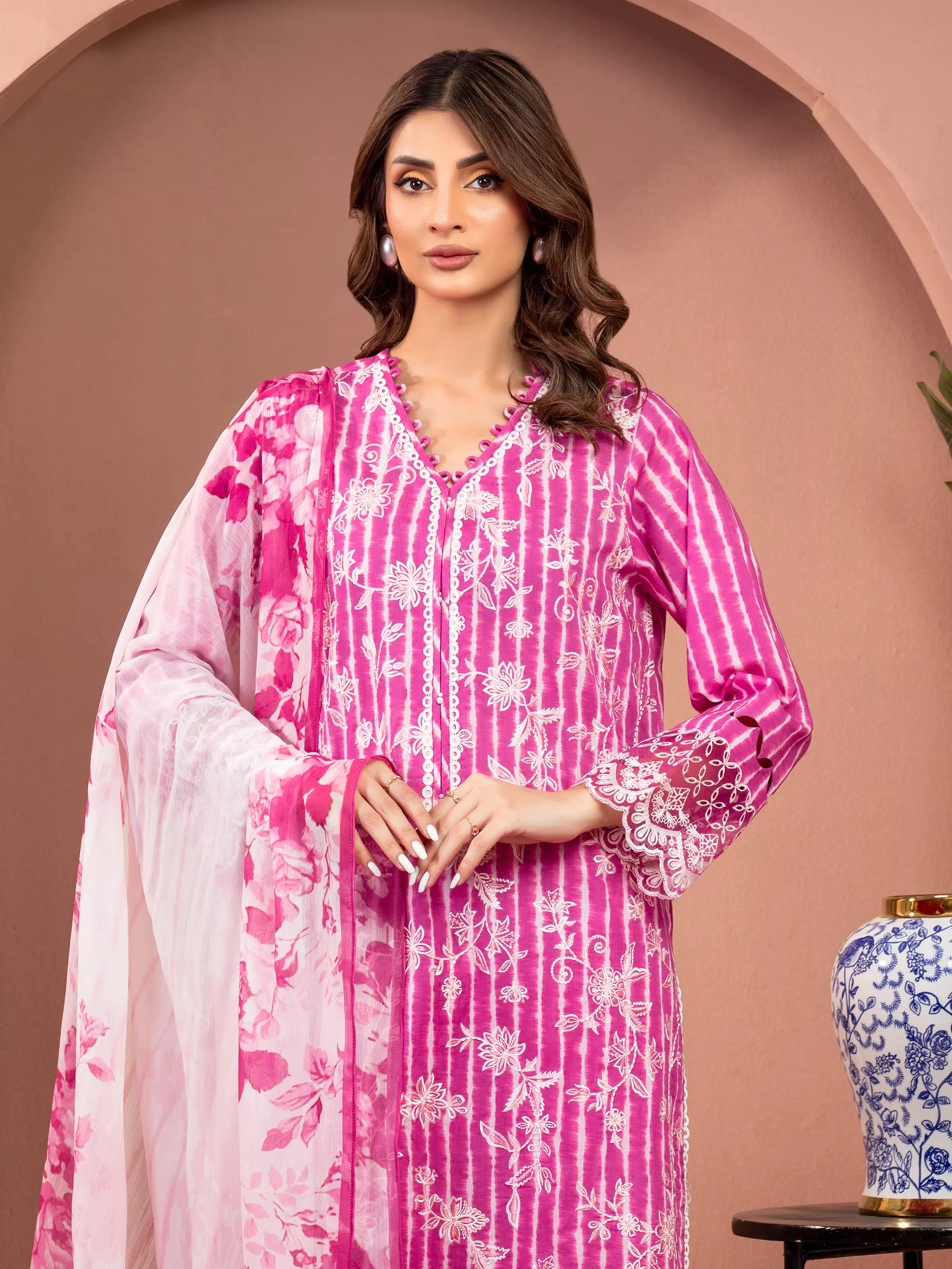 Unstitched Embroidered Lawn Suit - EWU5V1-31489-3P - Image 2