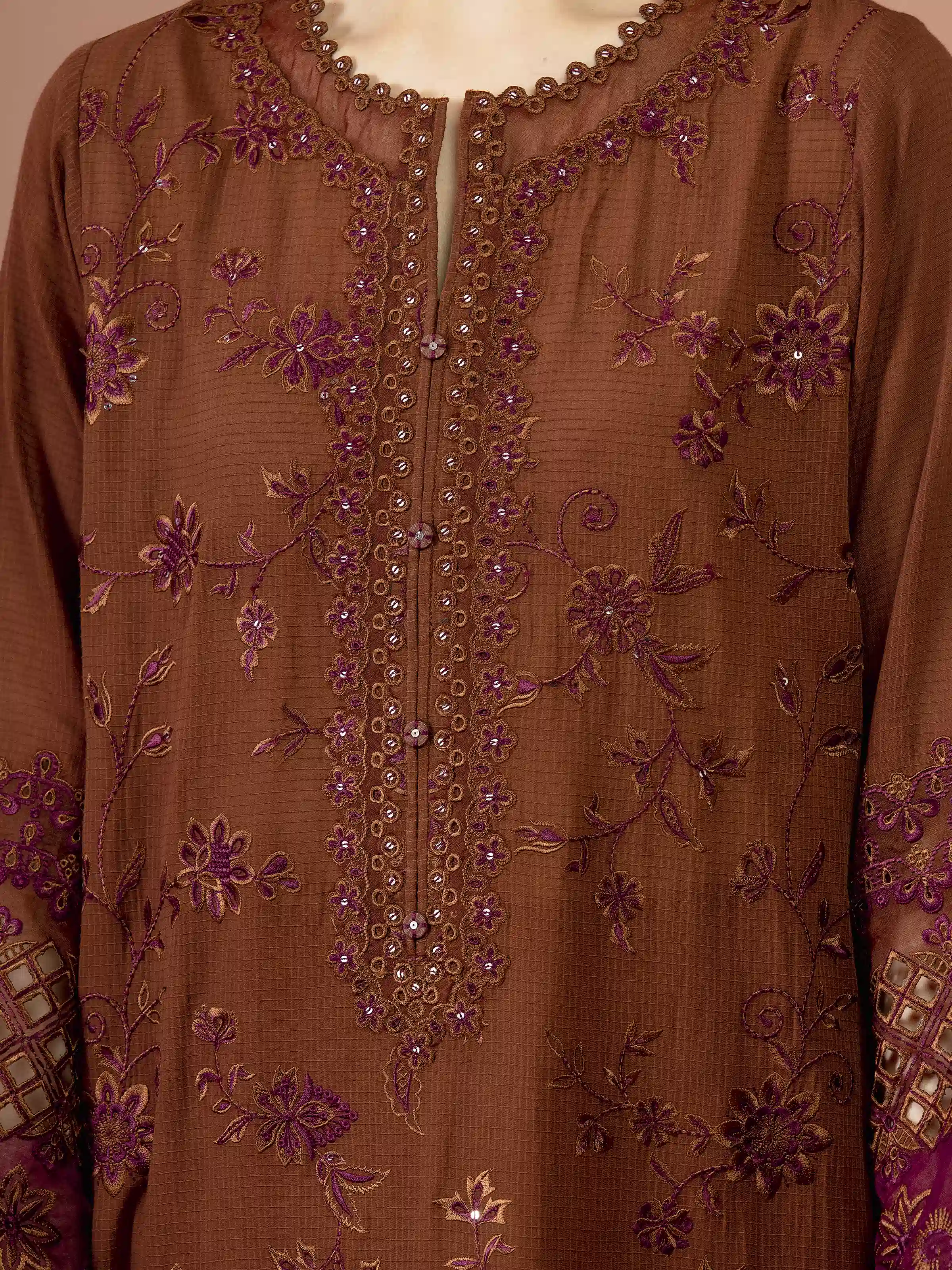 Unstitched Embroidered Lawn Suit - EWU5V1-31233-3P - Image 4