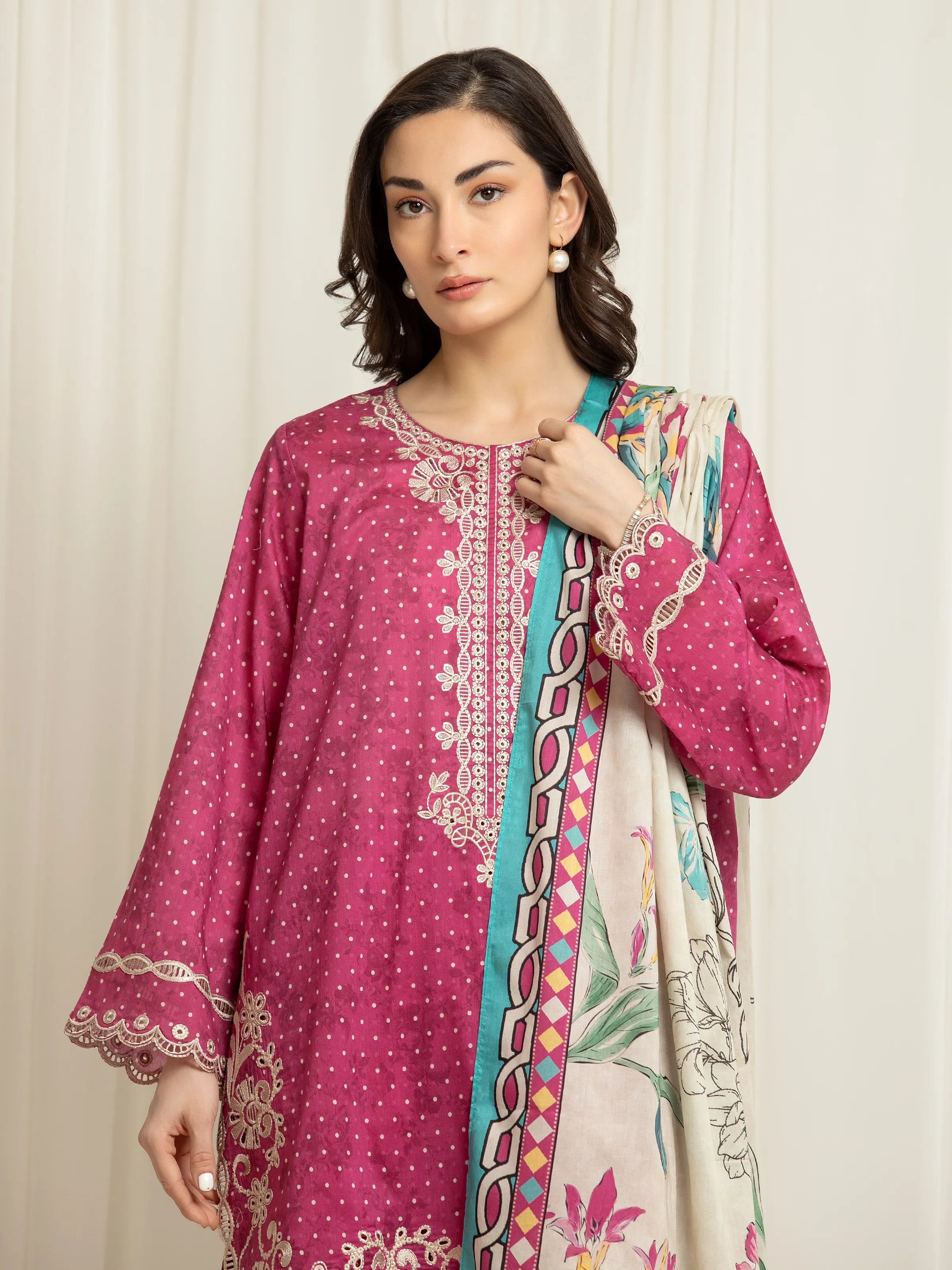 Unstitched Embroidered Lawn Suit - EWU6V1-33005-3P - Image 2