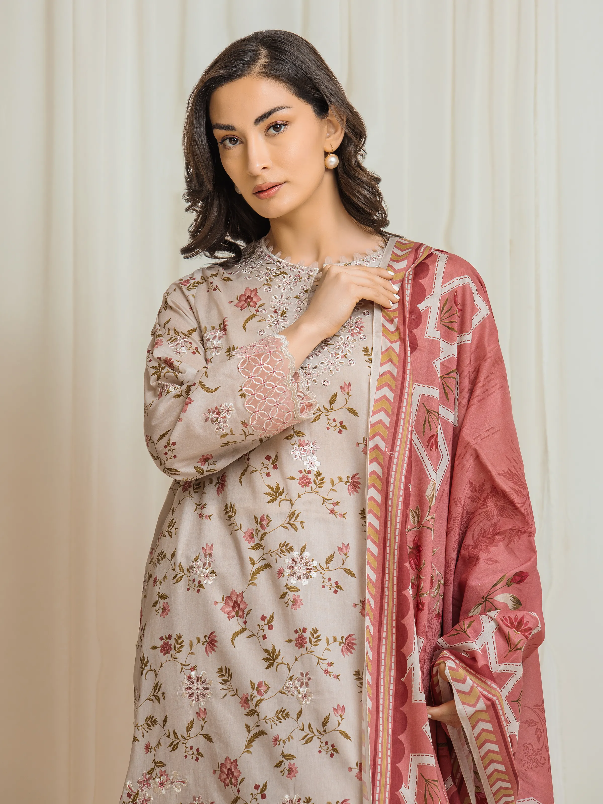 Unstitched Embroidered Lawn Suit - EWU6V1-33009-3P - Image 2