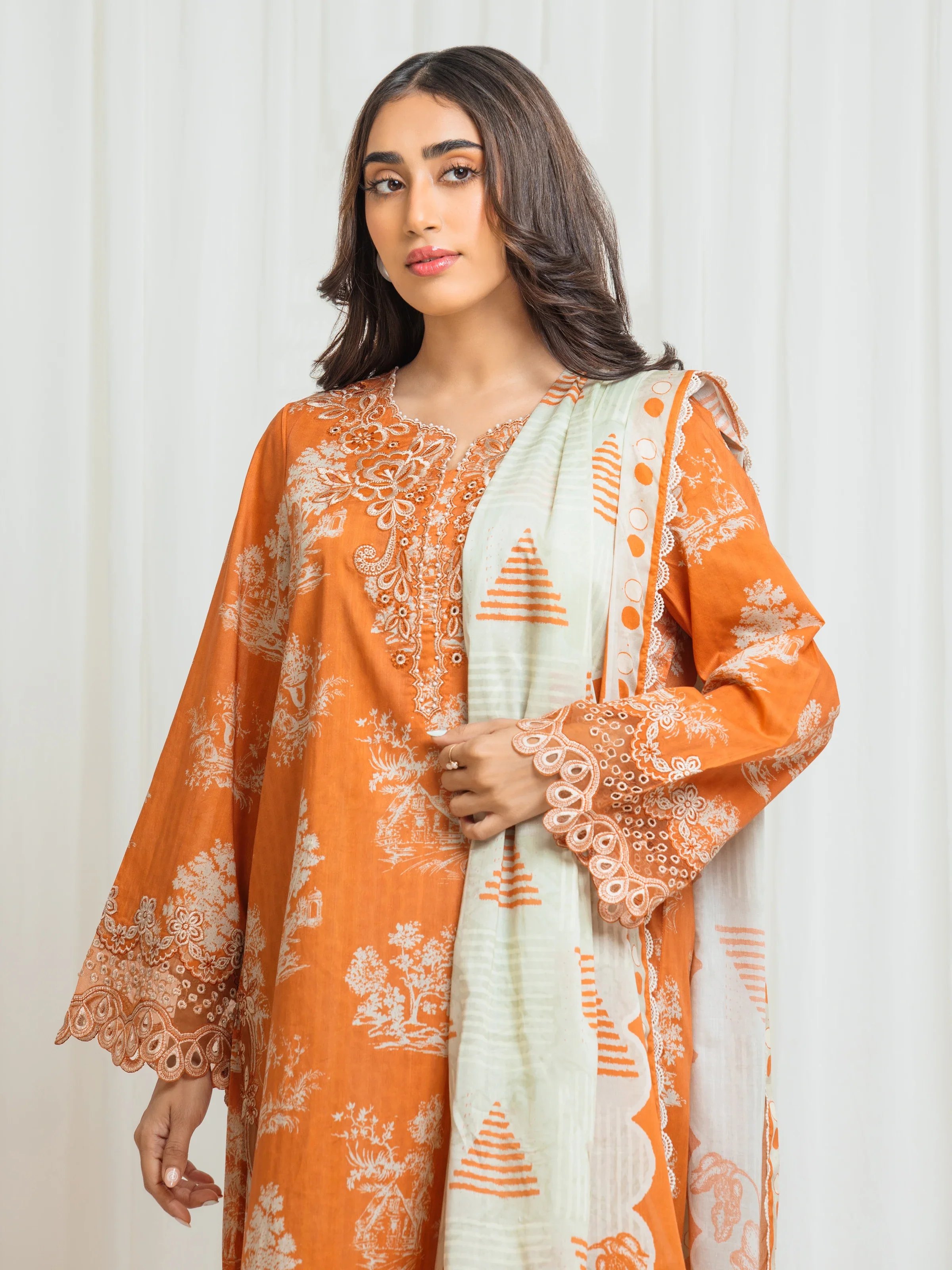 Unstitched Embroidered Lawn Suit - EWU6V1-33015-3P - Image 2