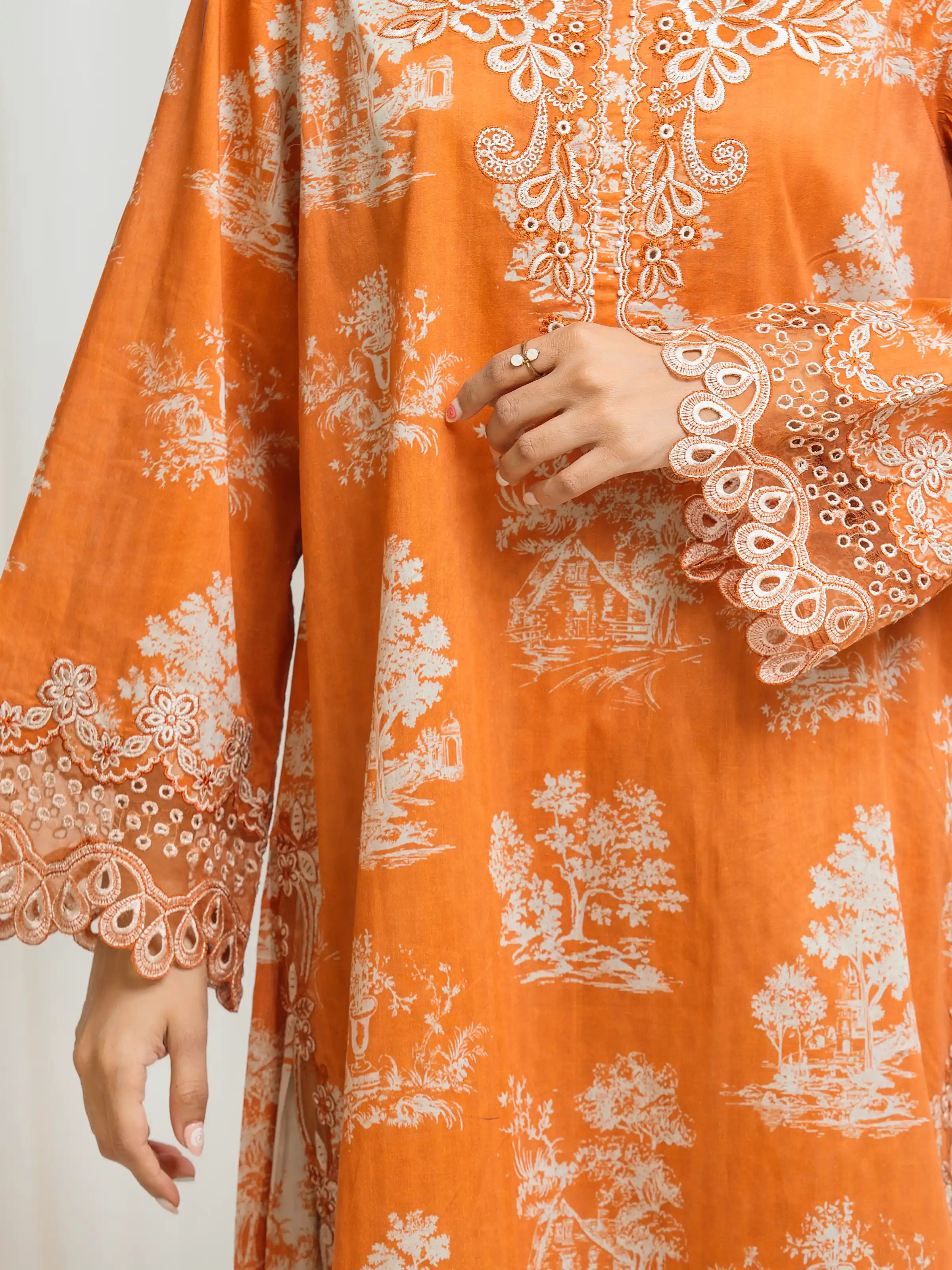 Unstitched Embroidered Lawn Suit - EWU6V1-33015-3P - Image 3