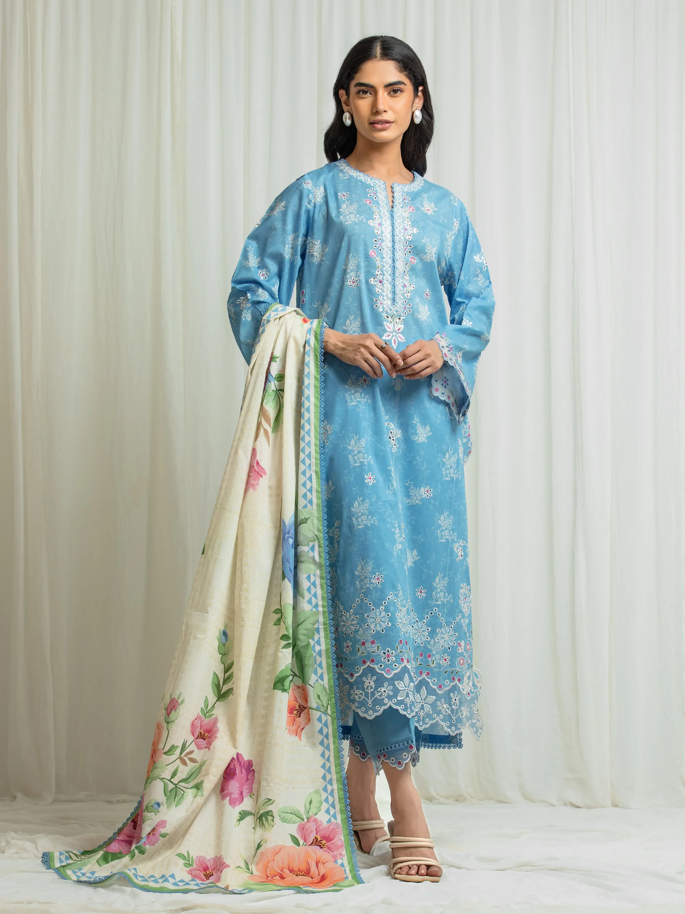 Unstitched Embroidered Lawn Suit - EWU6V1-33016-3P