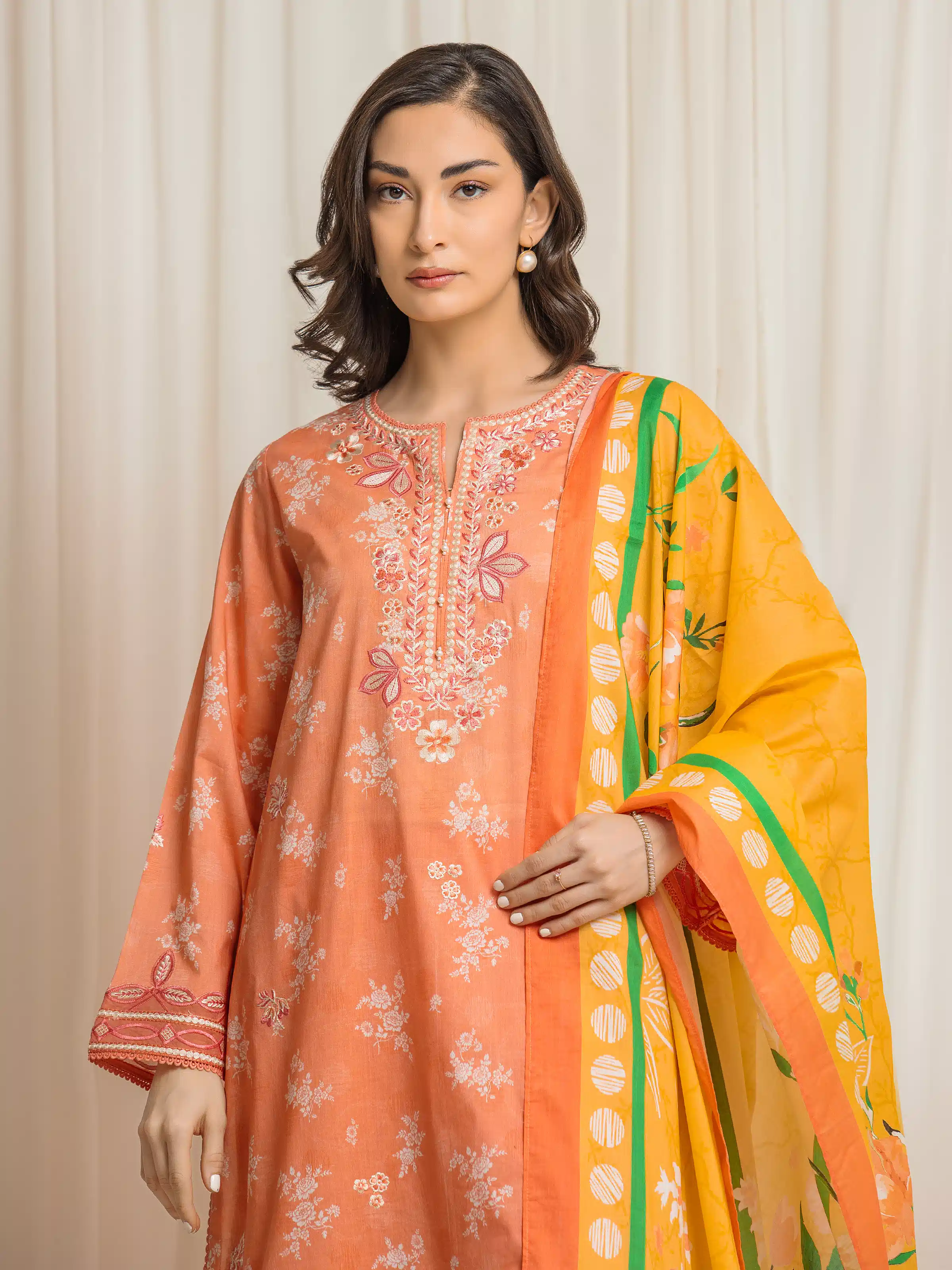 Unstitched Embroidered Lawn Suit - EWU6V1-33017-3P - Image 2