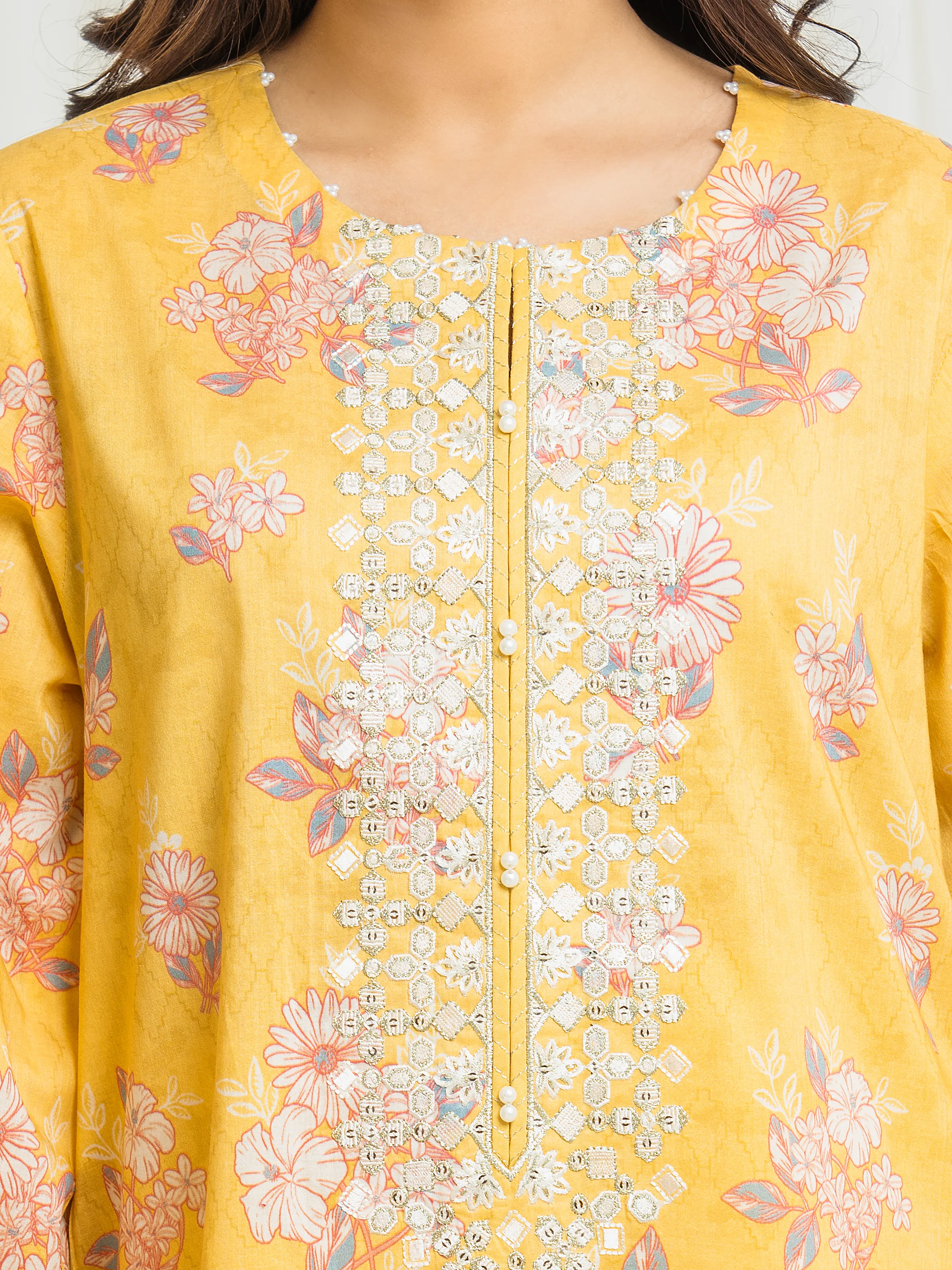 Unstitched Embroidered Lawn Suit - EWU6V1-33019-3P - Image 3