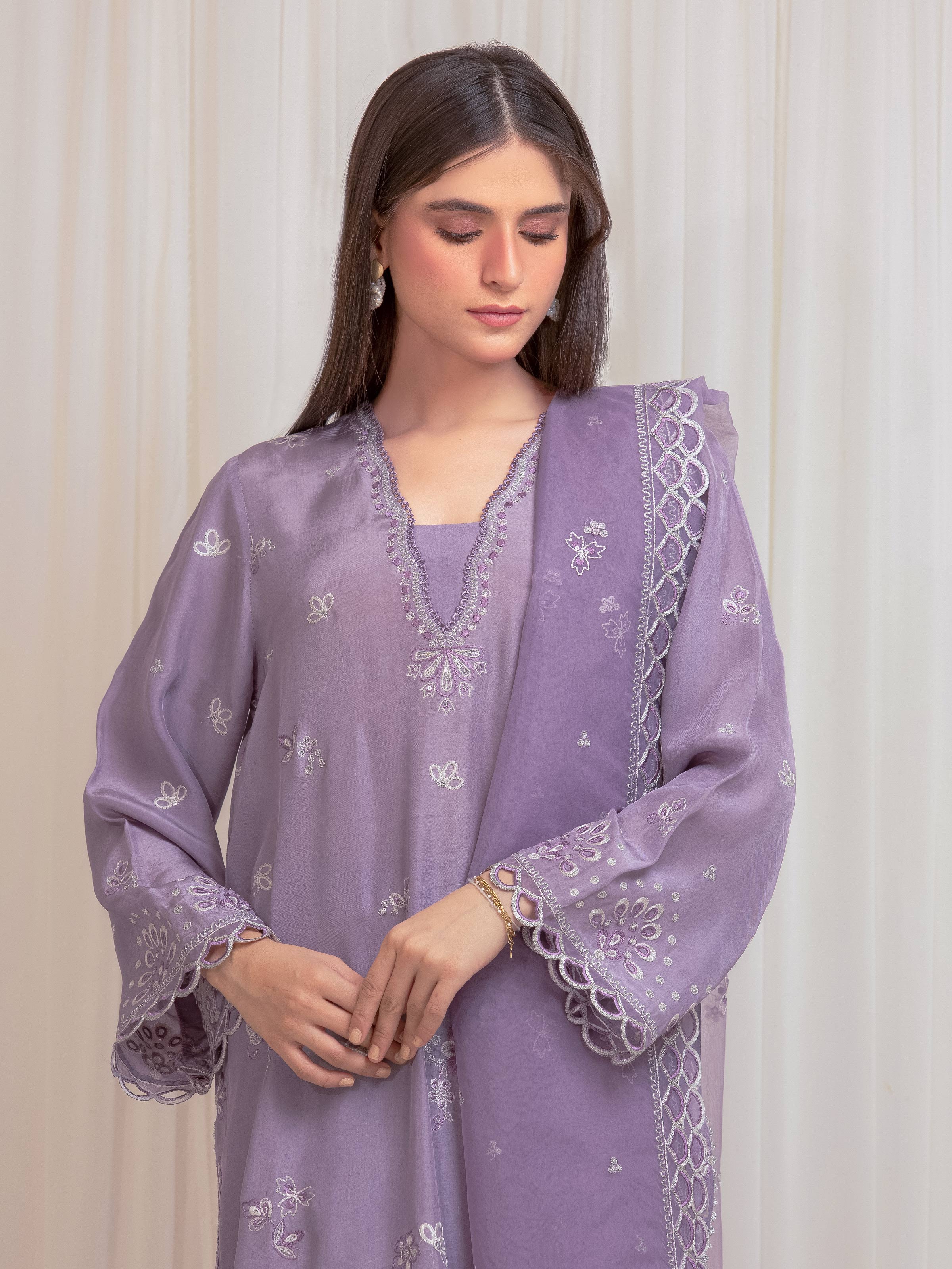 Unstitched Embroidered Silk Suit - EWU6V24-32100-3P - Image 2