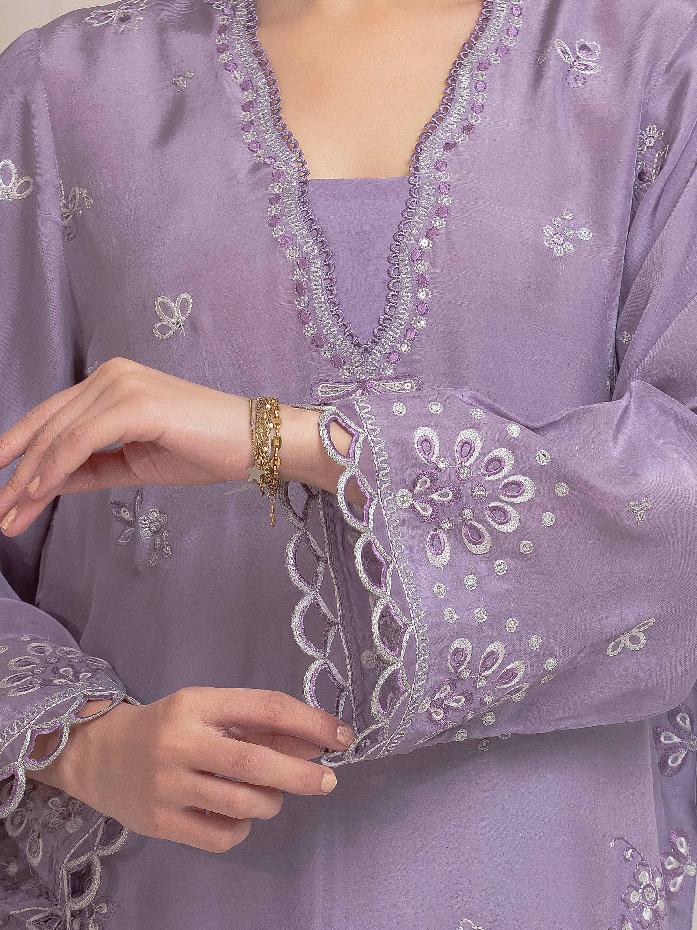 Unstitched Embroidered Silk Suit - EWU6V24-32100-3P - Image 4