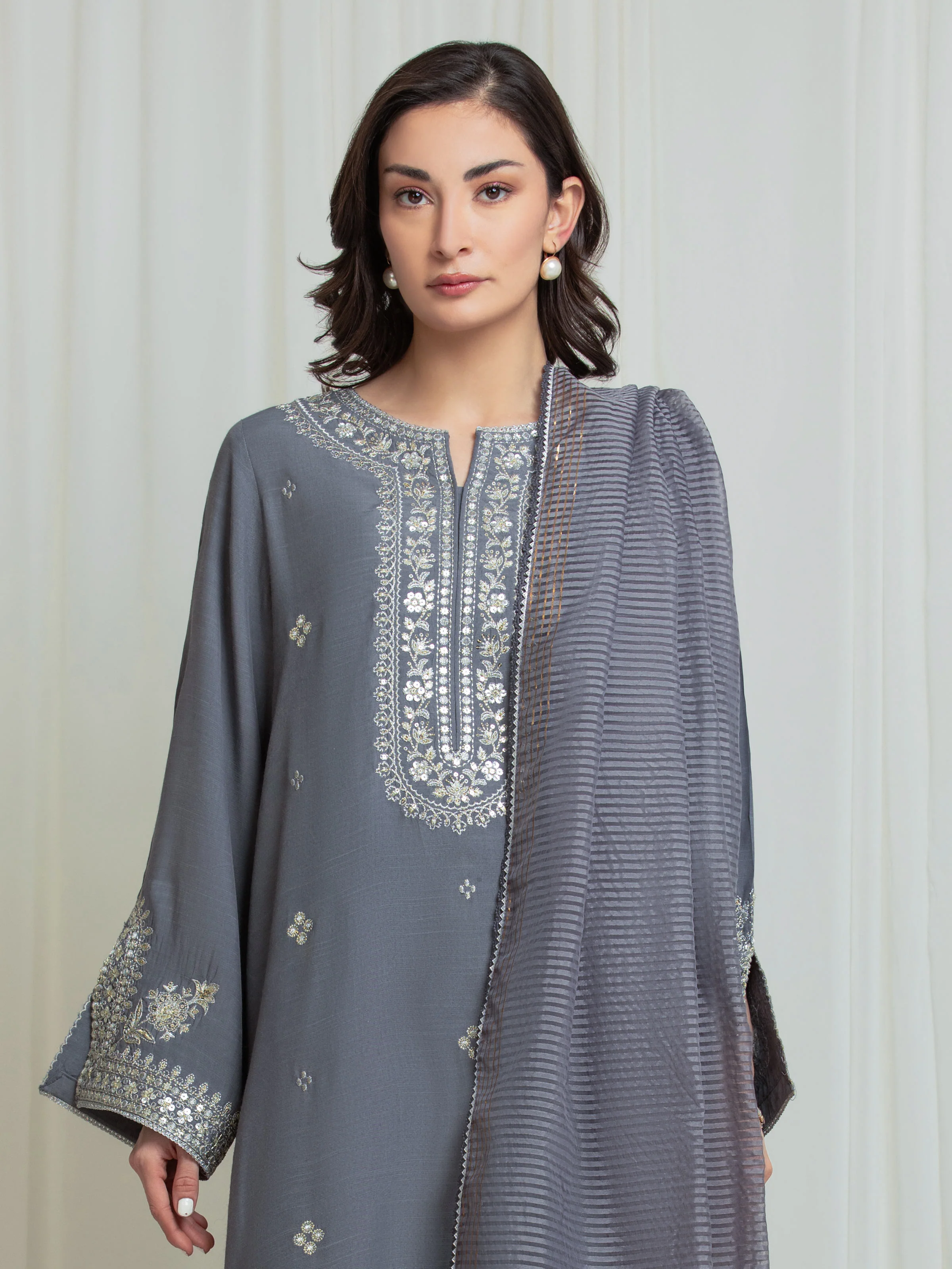 Unstitched Embroidered Silk Suit - EWU6V16-32097-3P - Image 2
