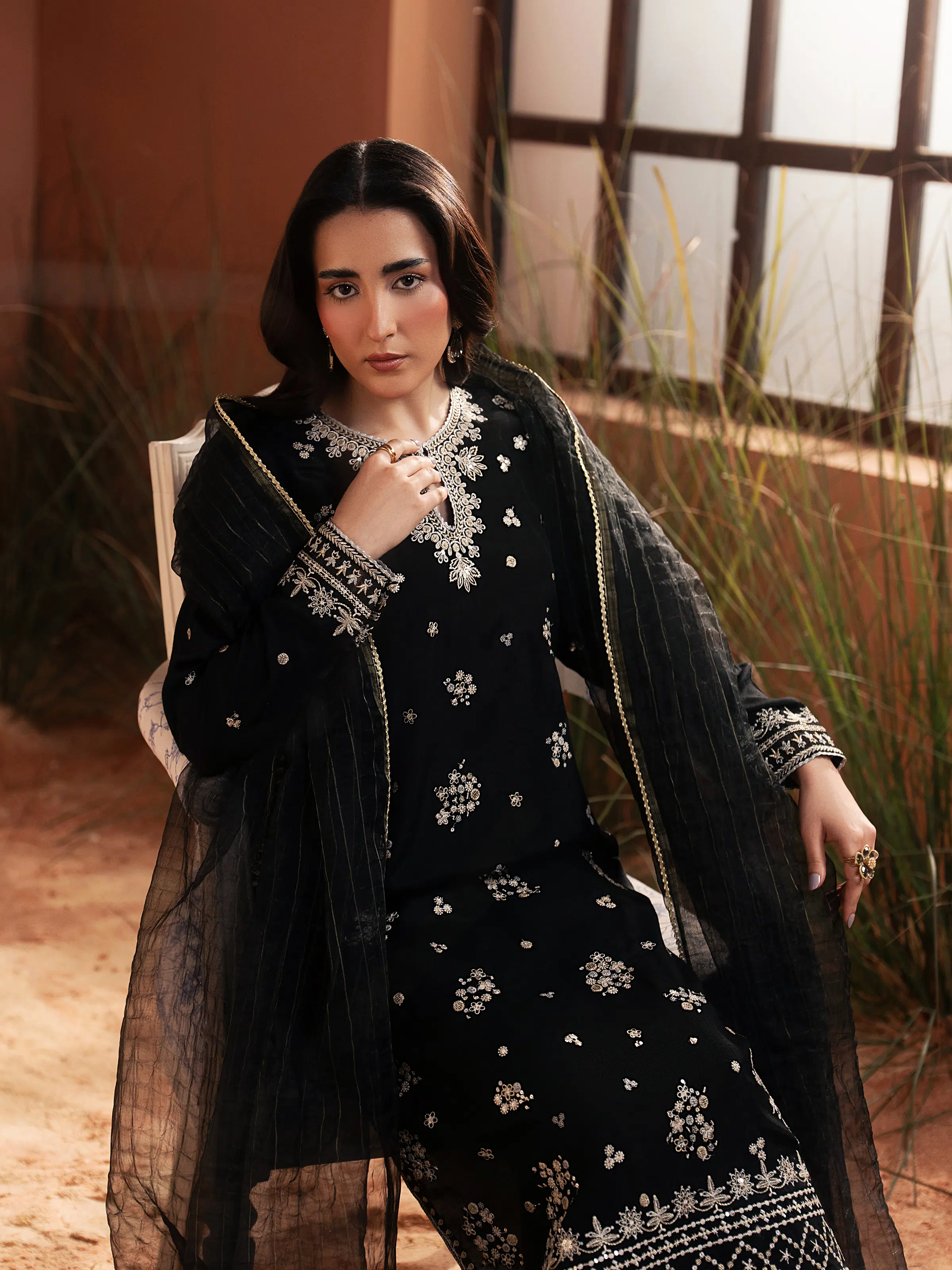 Unstitched Embroidered Silk Suit - EWU6V16-32099-3P - Image 5
